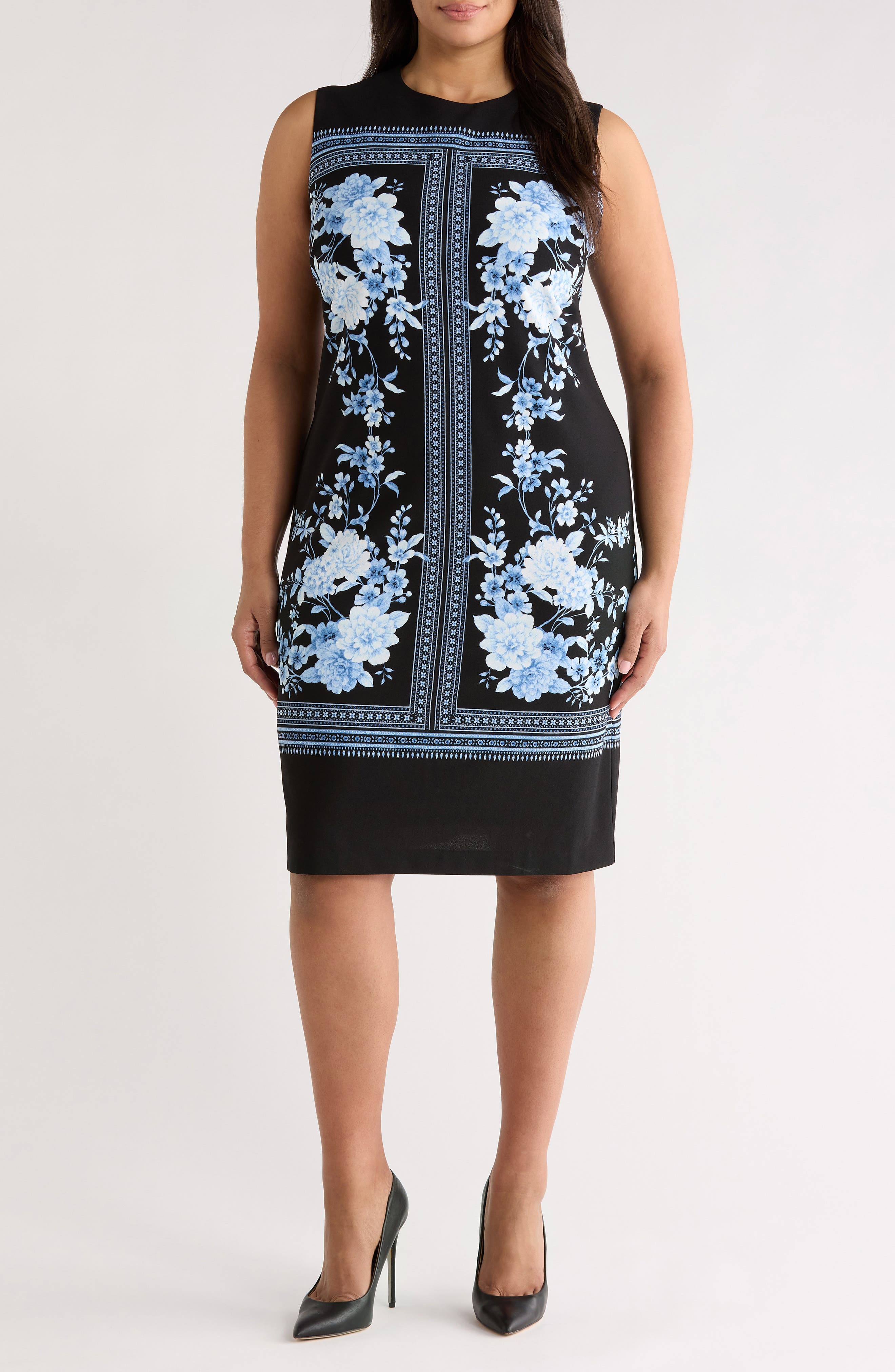 Print Sleeveless Sheath Dress - image 1
