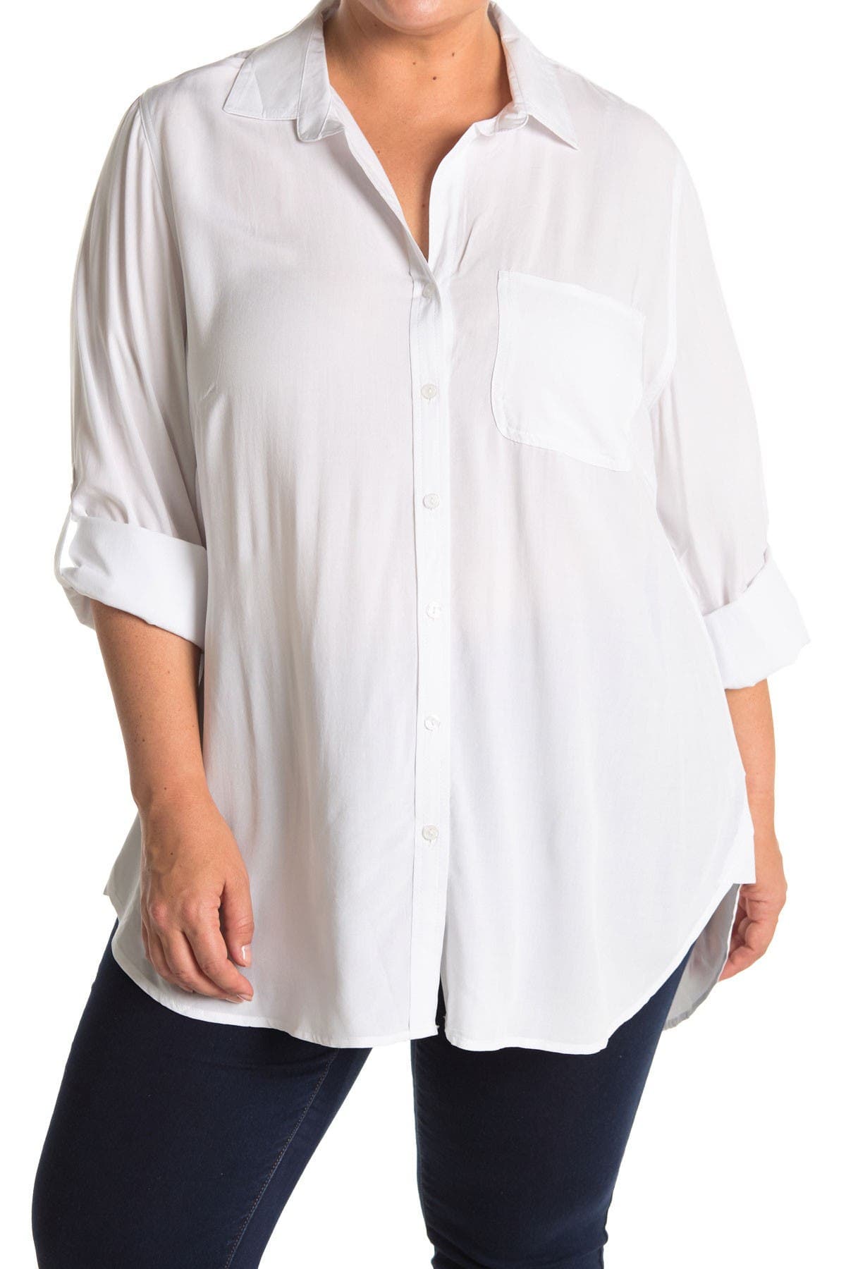 Elisa Roll Tab Sleeve Button Down Blouse - image 3