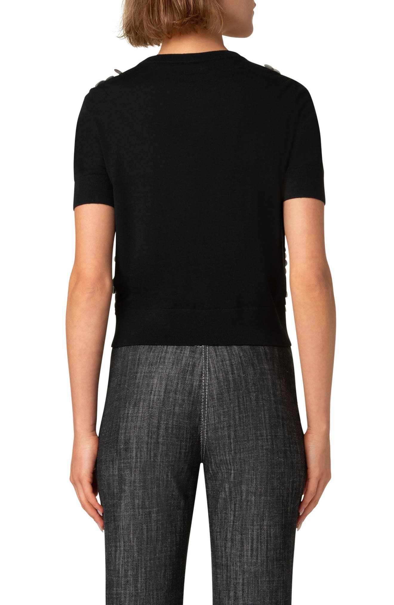 Paillete Short Sleeve Virgin Wool Sweater - image 2