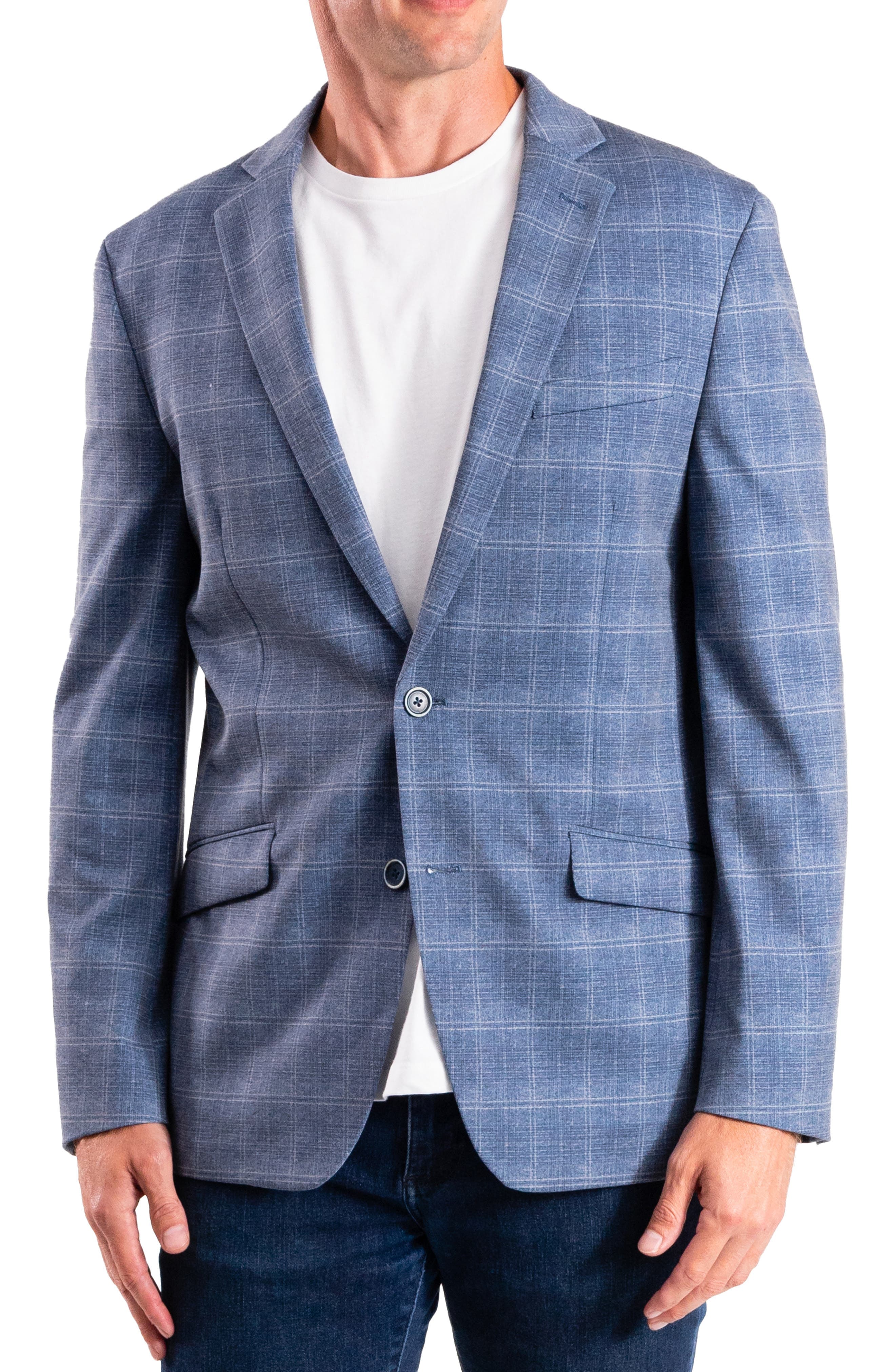 Blue Plaid Knit Sport Coat - image 1