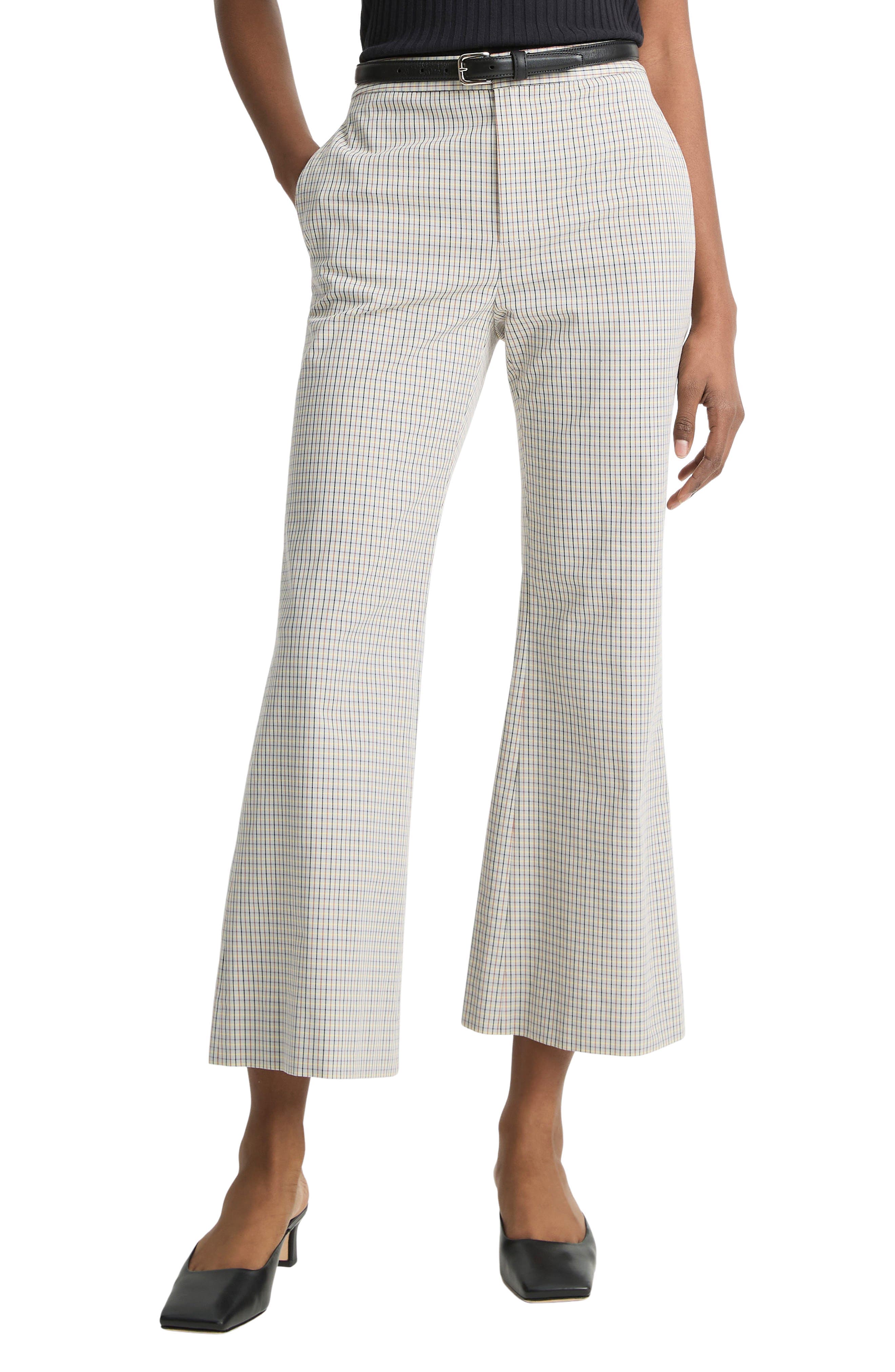 Gardeners Check Stretch Cotton Kick Flare Pants - image 1