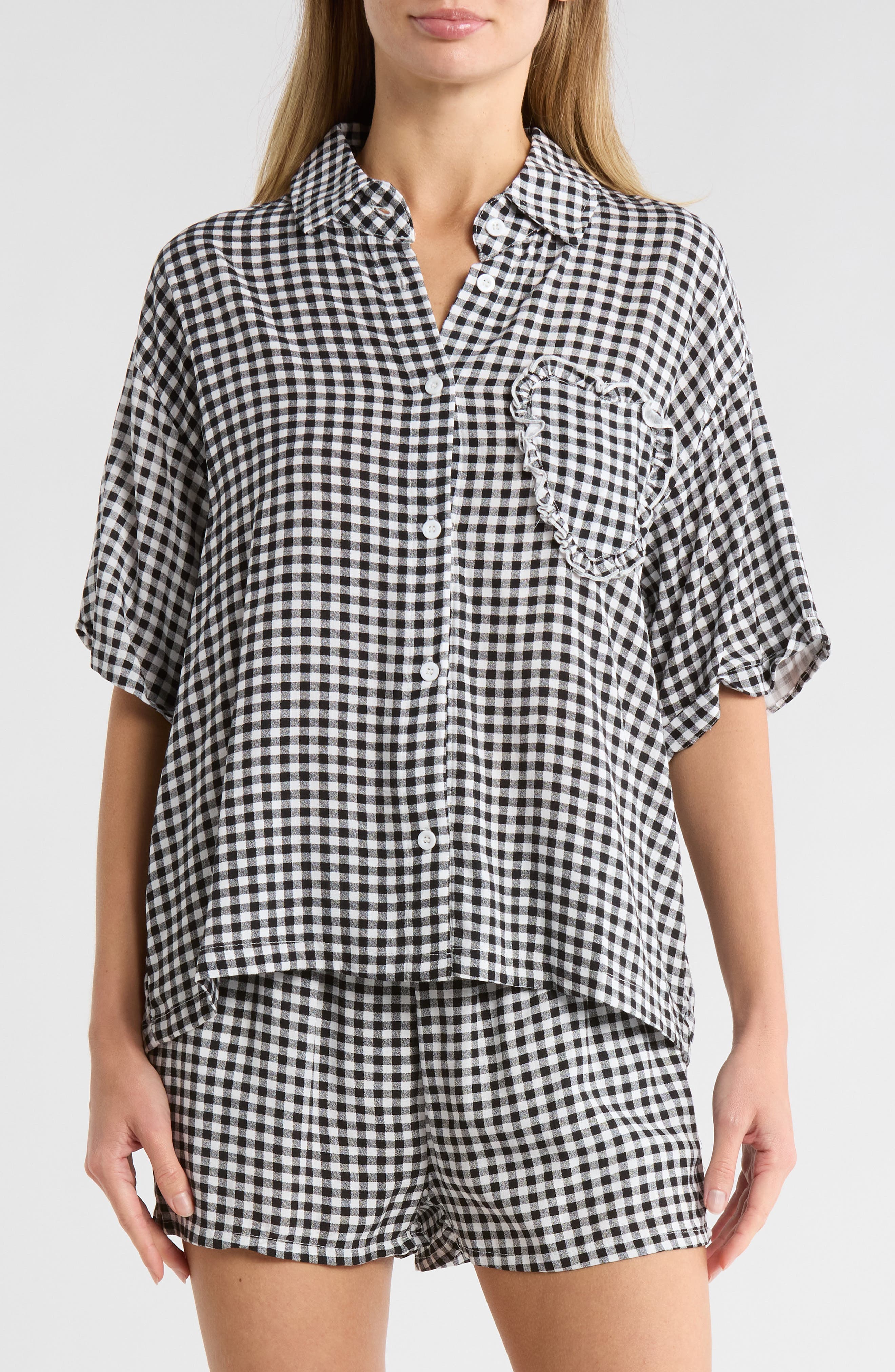Heart Patch Cabana Button-Up Shirt & Shorts Cover-Up Set - image 3