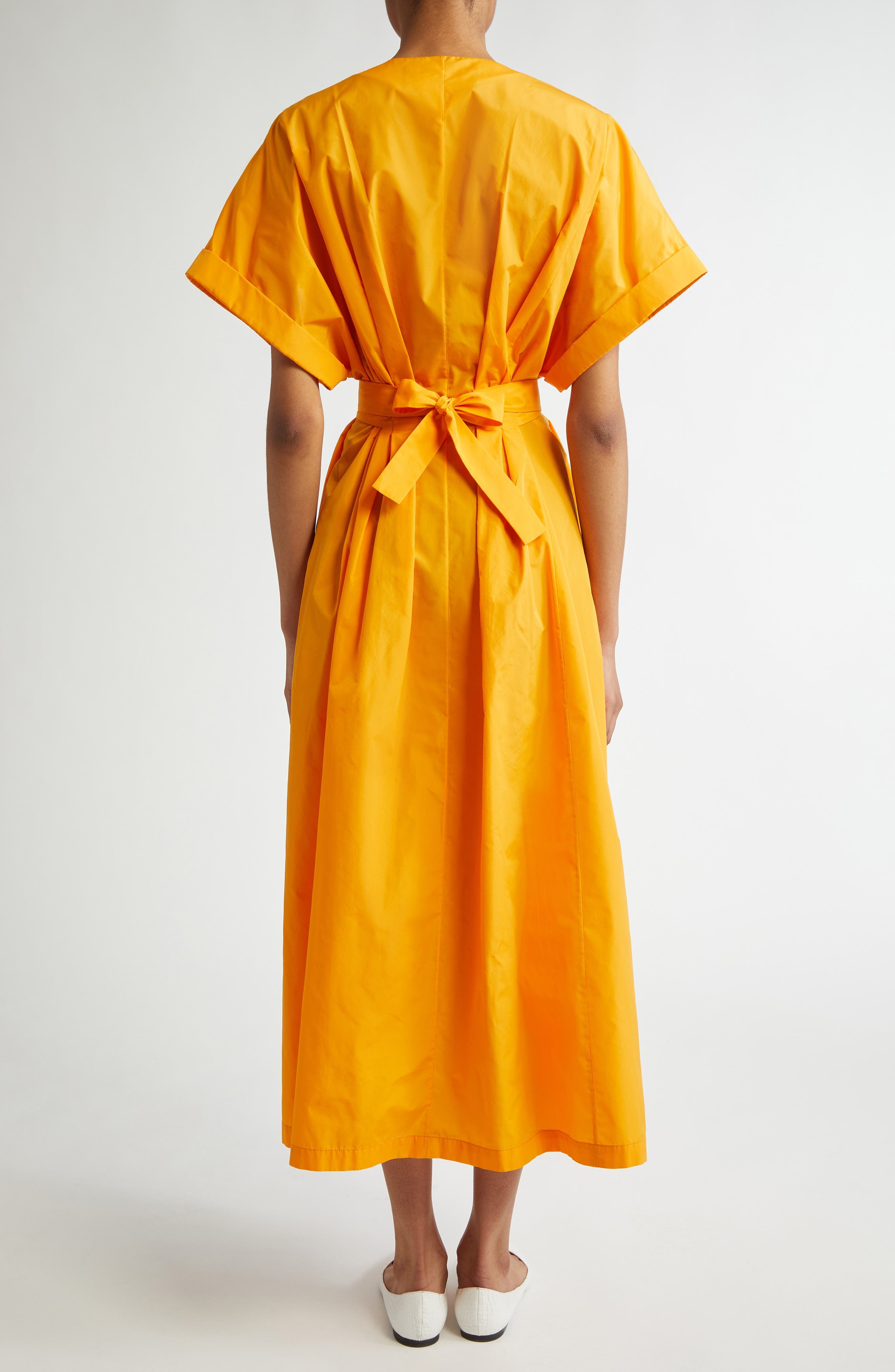 Dolman Sleeve V-Neck Belted A-Line Dress - image 2
