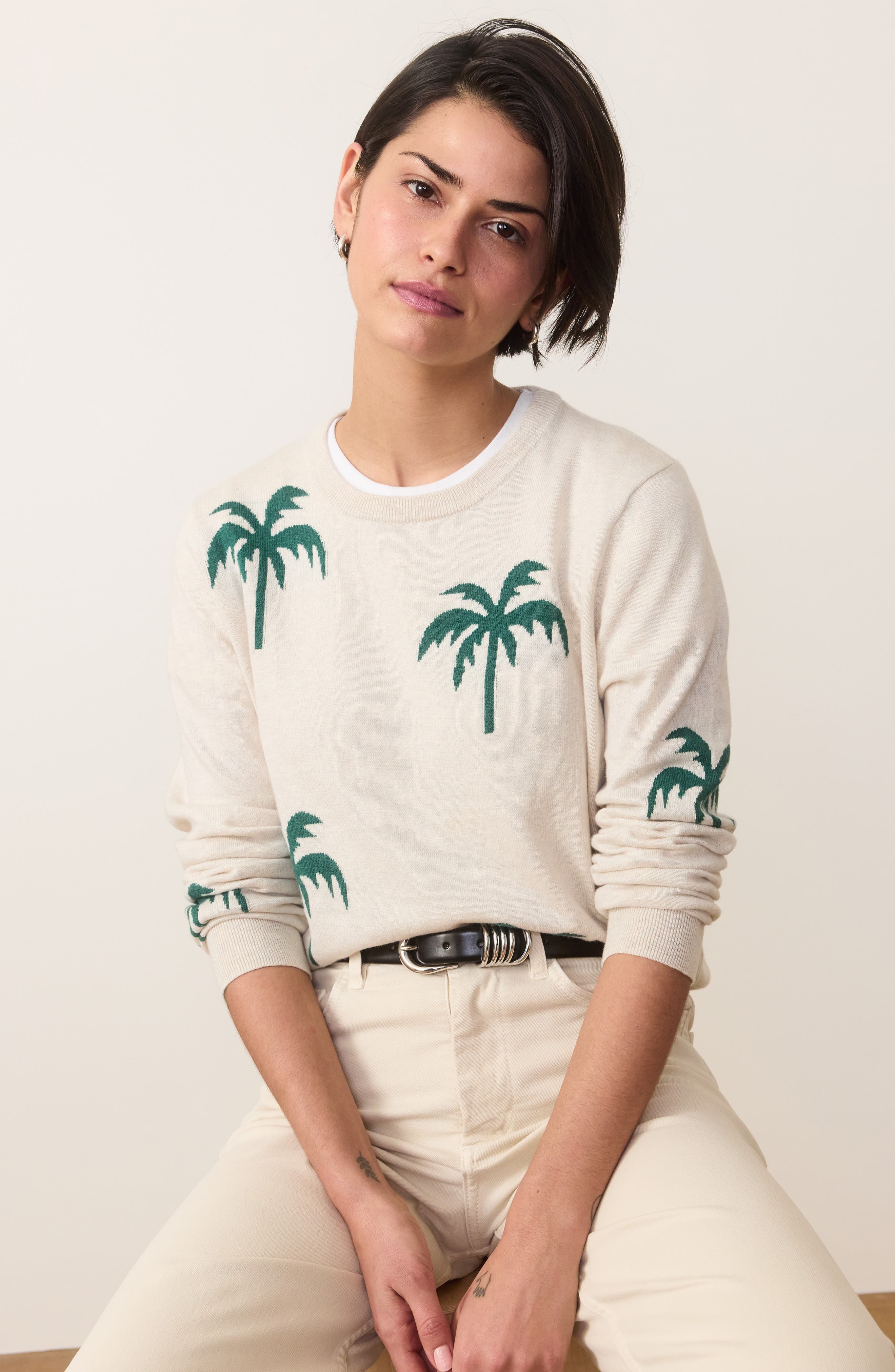 Icon Palm Tree Cotton Crewneck Sweater - image 2