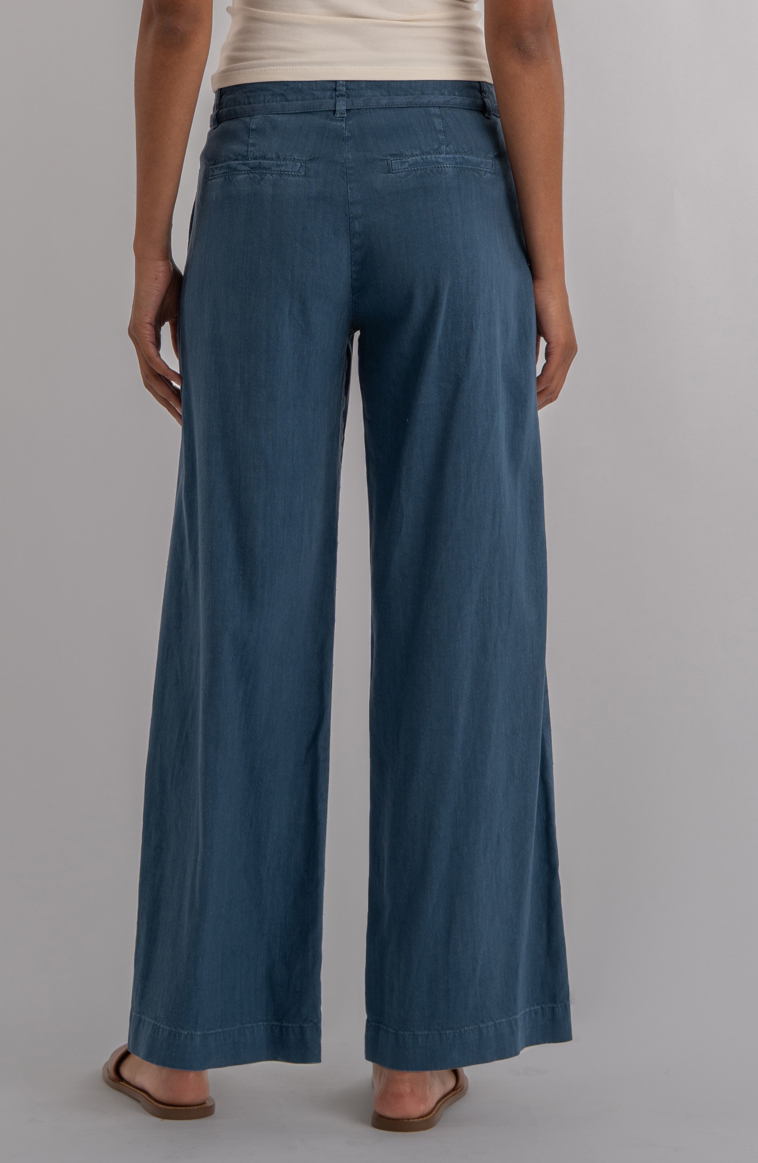 Meg Drawstring Wide Leg Linen Blend Pants - image 2