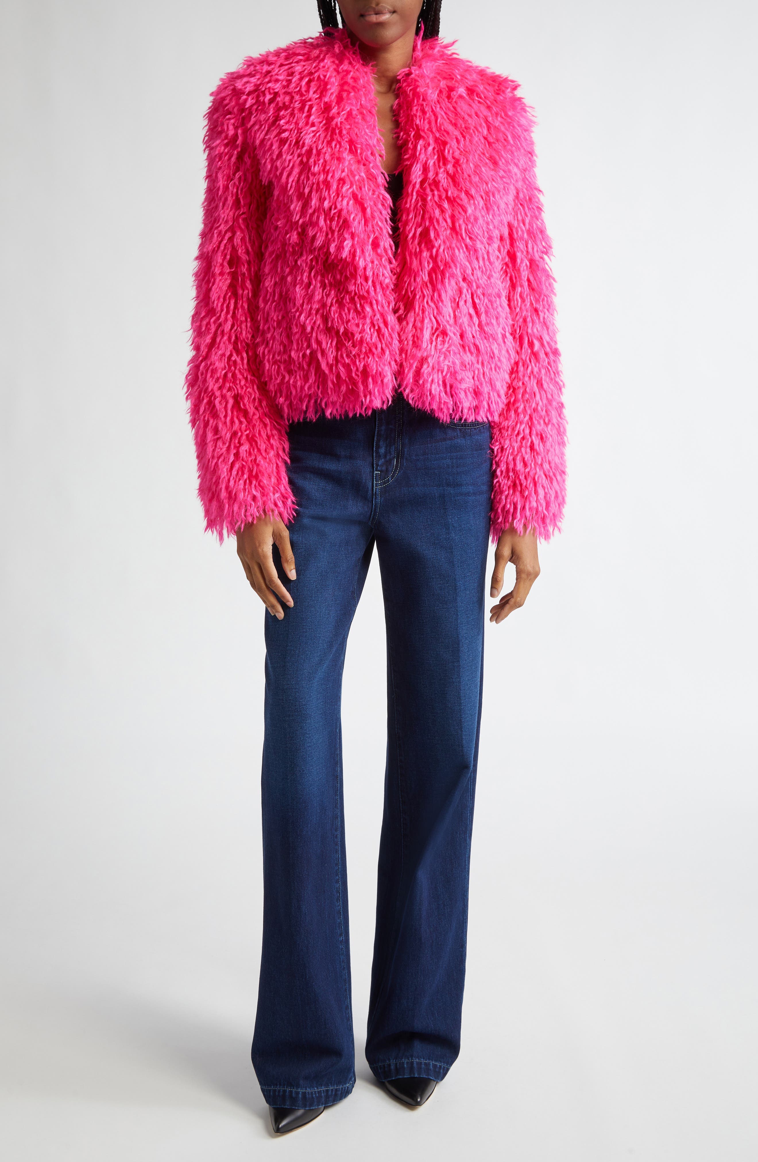 Davy Crop Faux Fur Jacket - image 2