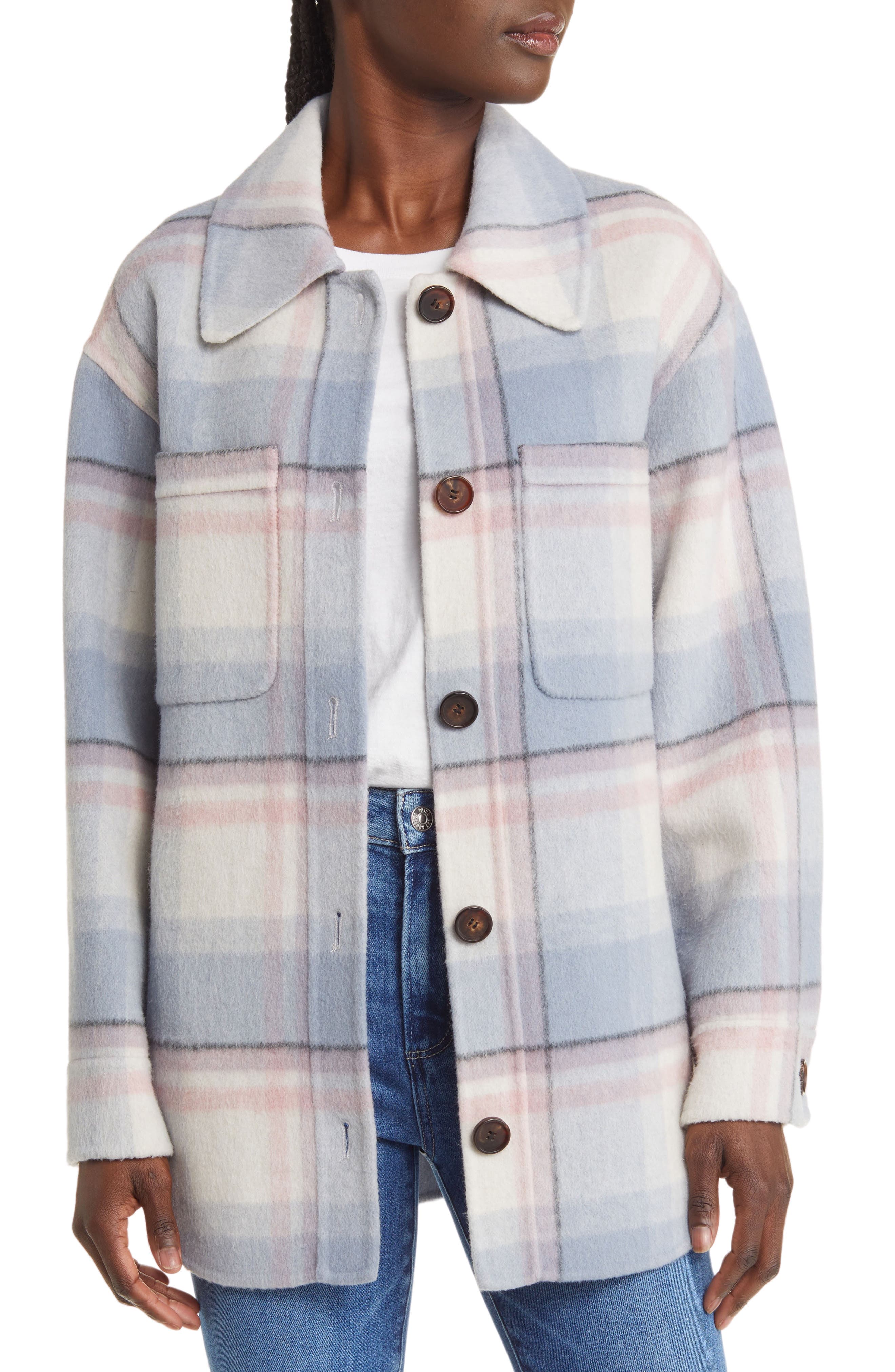Connie Plaid Wool Blend Shirt Jacket - image 1