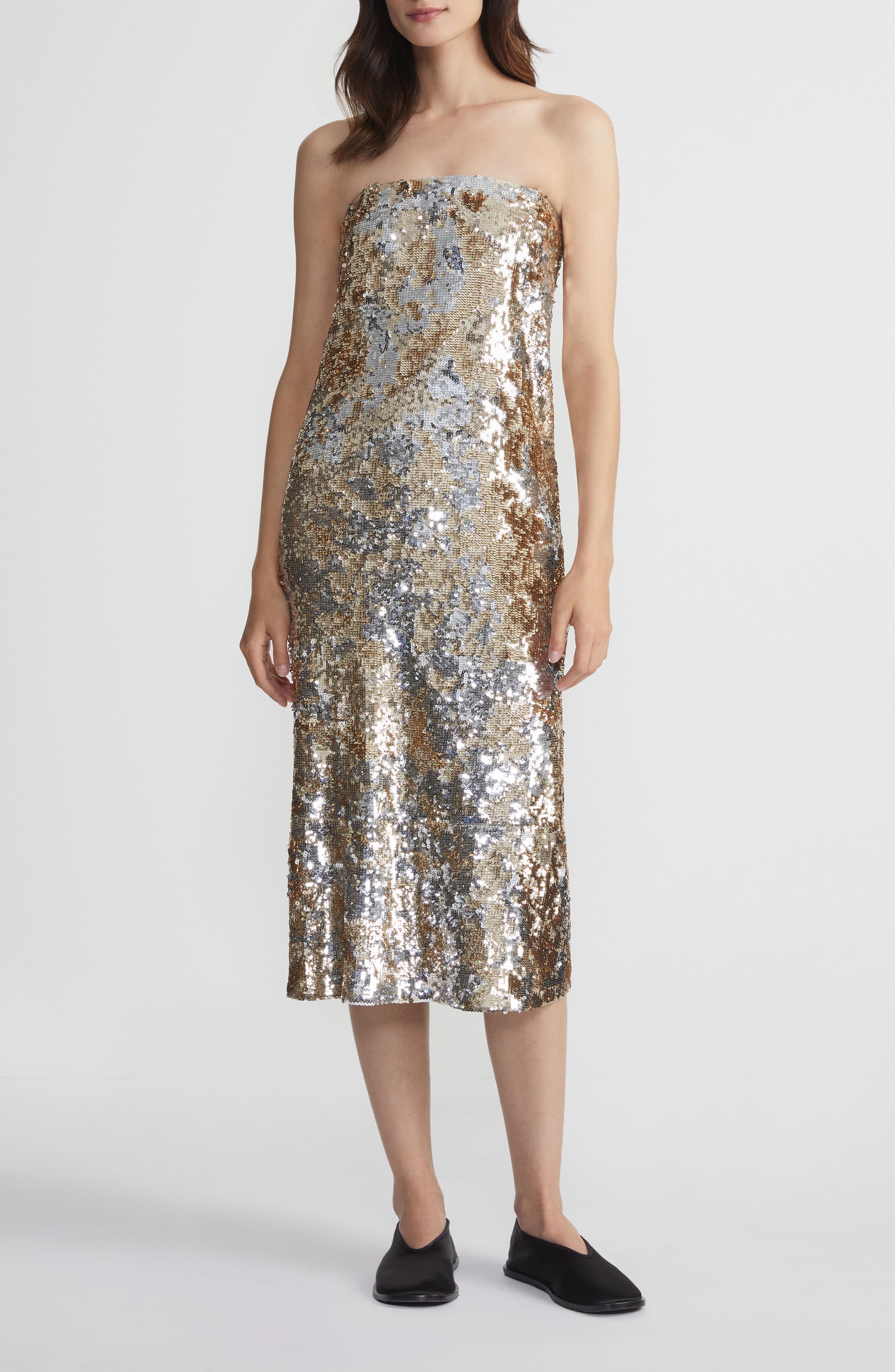 Sequin Strapless Cocktail Dress - image 1