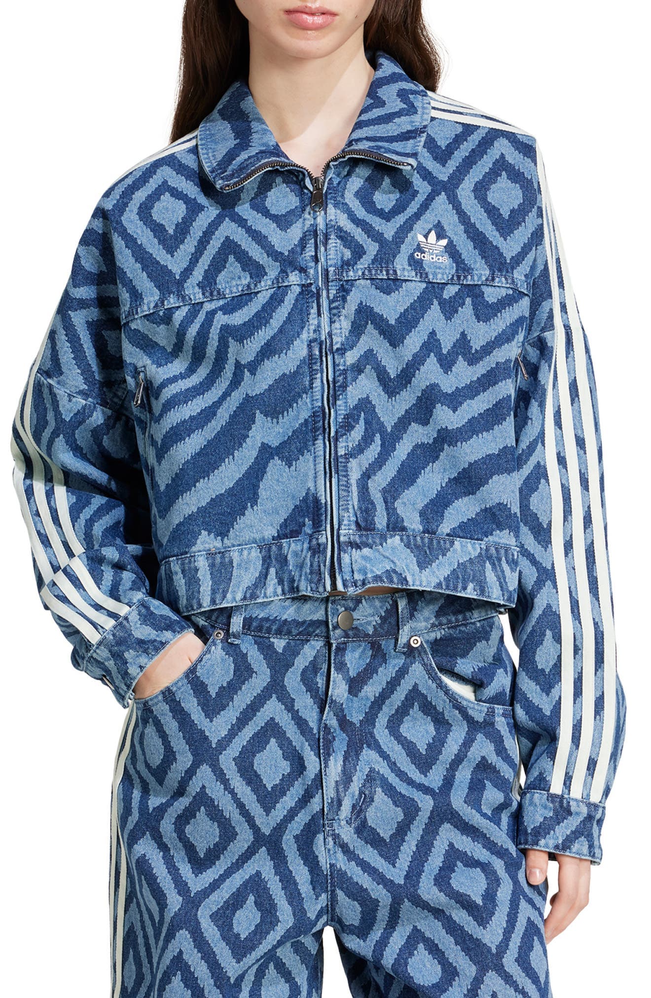 x FARM Rio Lifestyle Denim Track Jacket - image 1