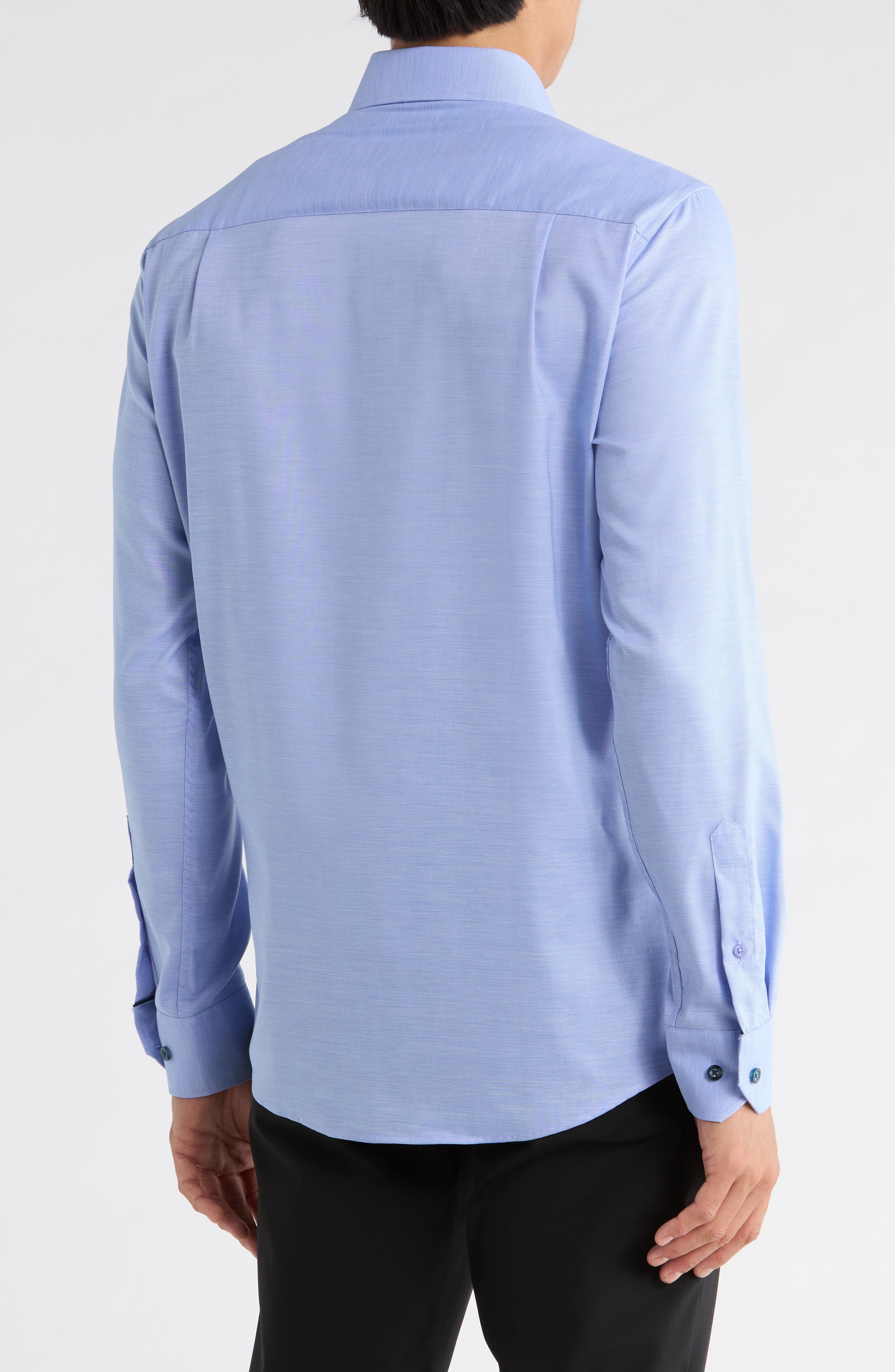 Slim Fit Textured Stretch Cotton Dress Shirt - image 2