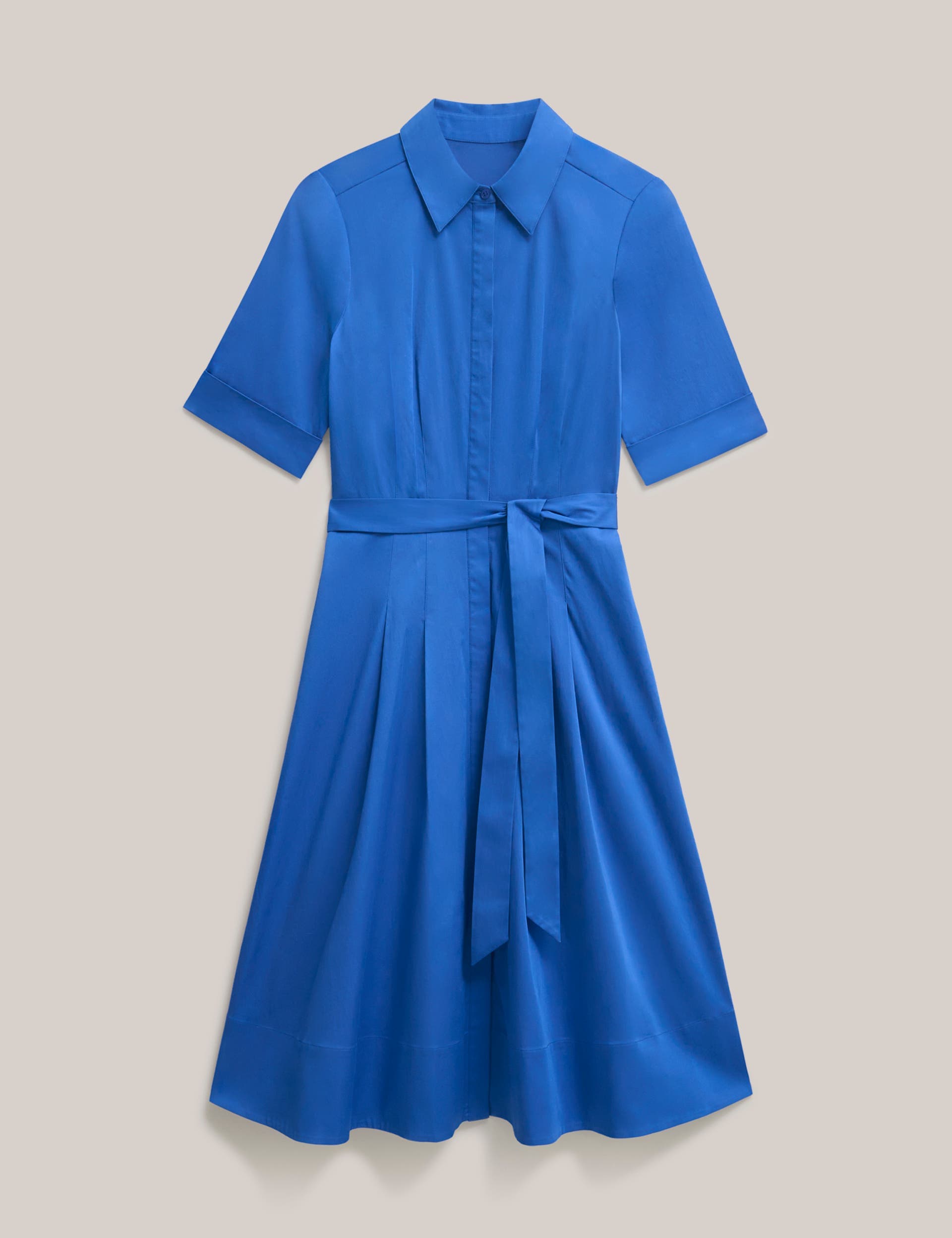 Brigitta Pleated Tie Belt Shirt Dress - image 2