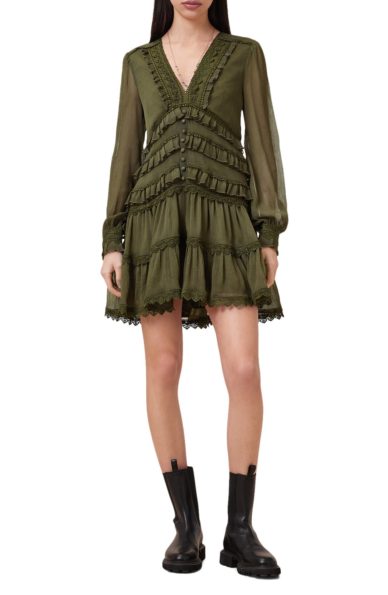 Zora Long Sleeve Tiered Dress - image 1
