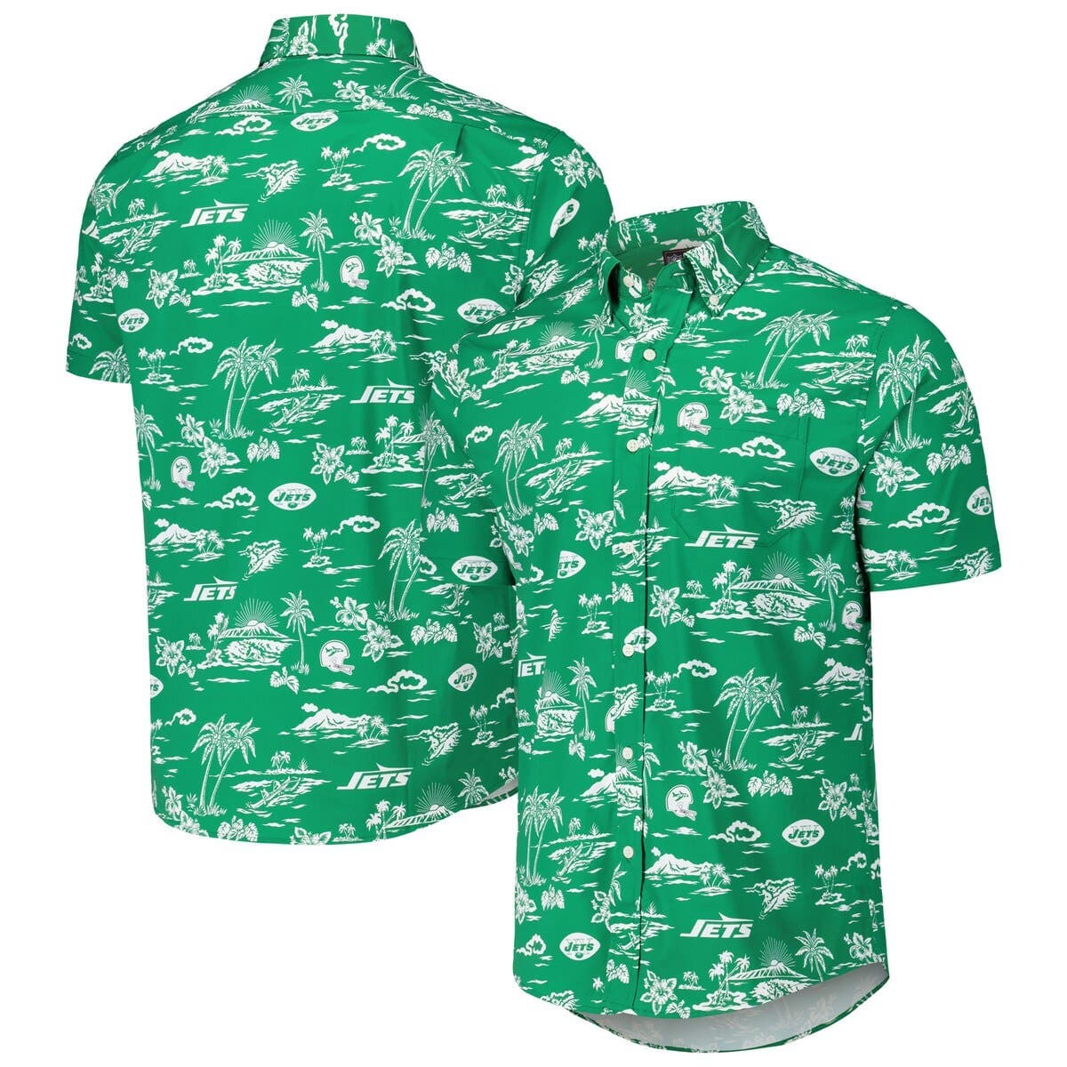 Men's Reyn Spooner Kelly Green New York Jets Throwback KekaiPrint Button-Up Shirt - image 1