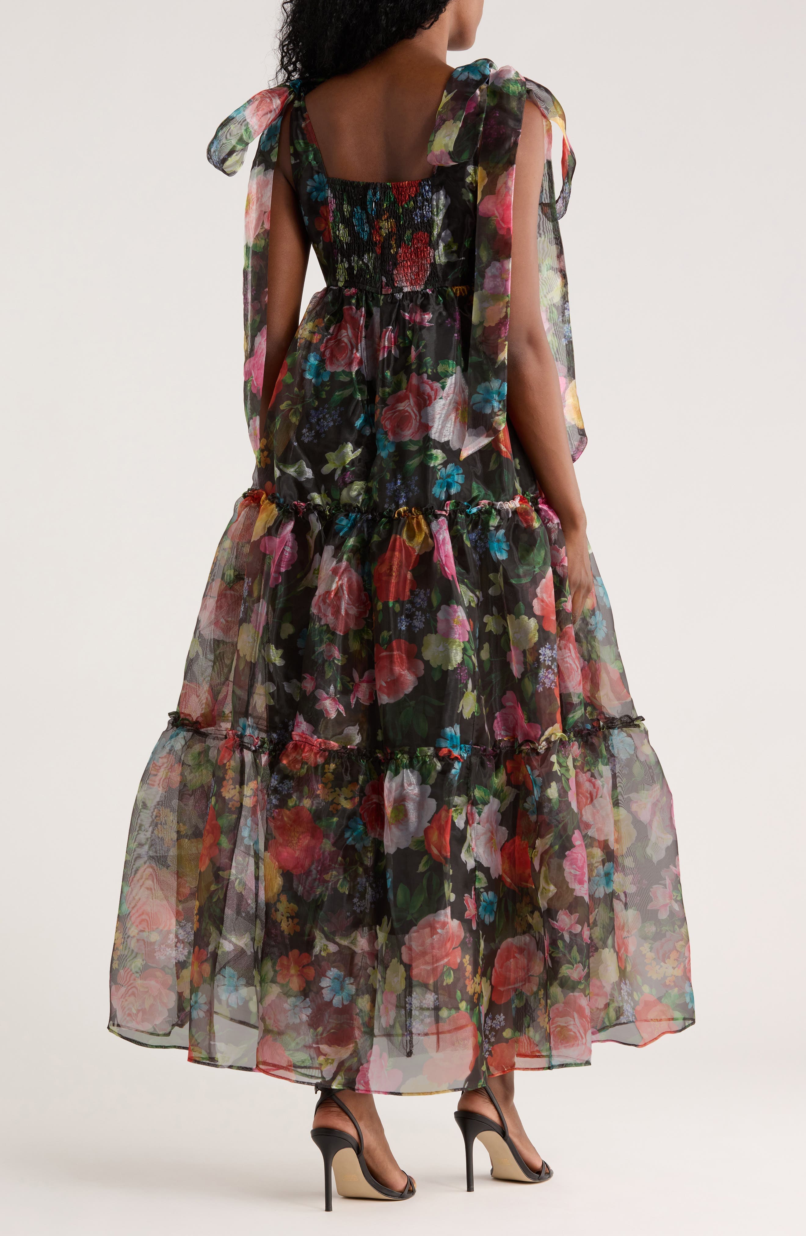 Bow Shoulder Organza Maxi Dress - image 2