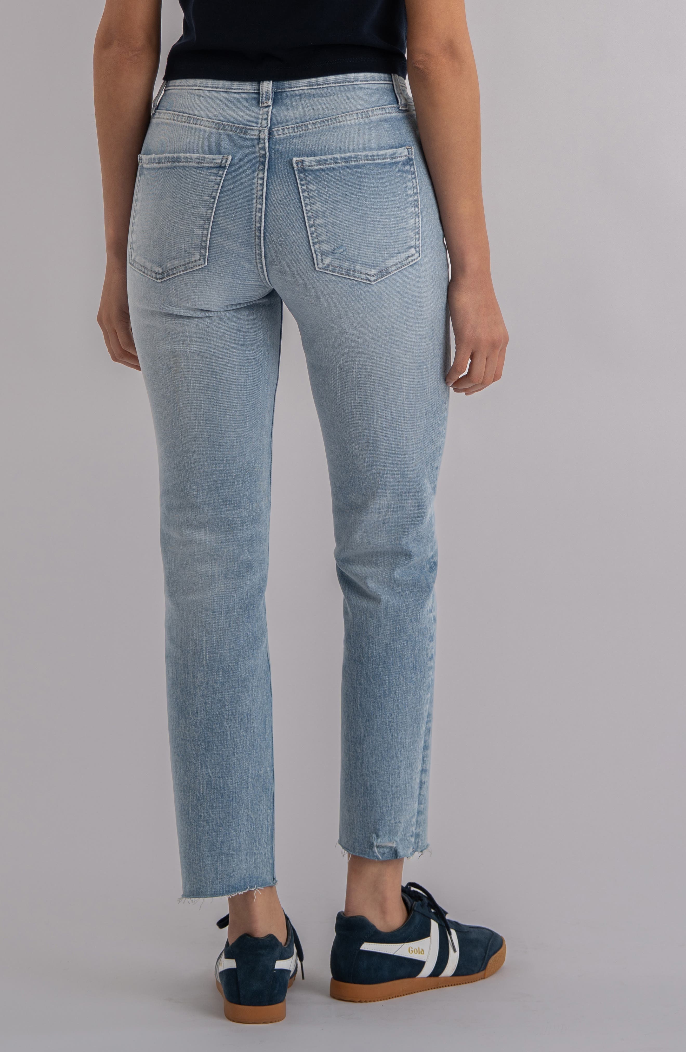 Rachael Fab Ab Raw Hem High Waist Crop Mom Jeans - image 2