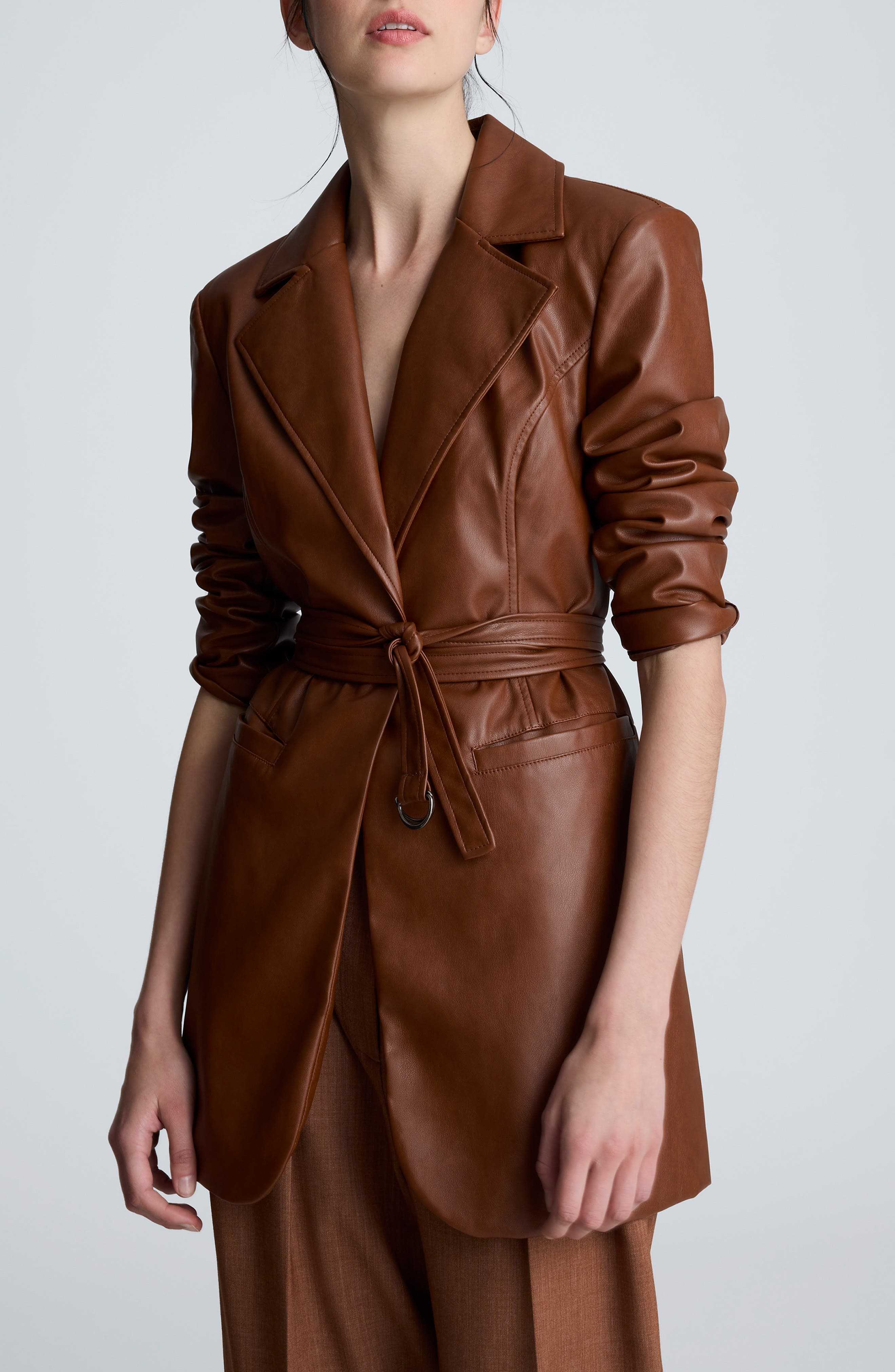 Faux Leather Trench Coat - image 1