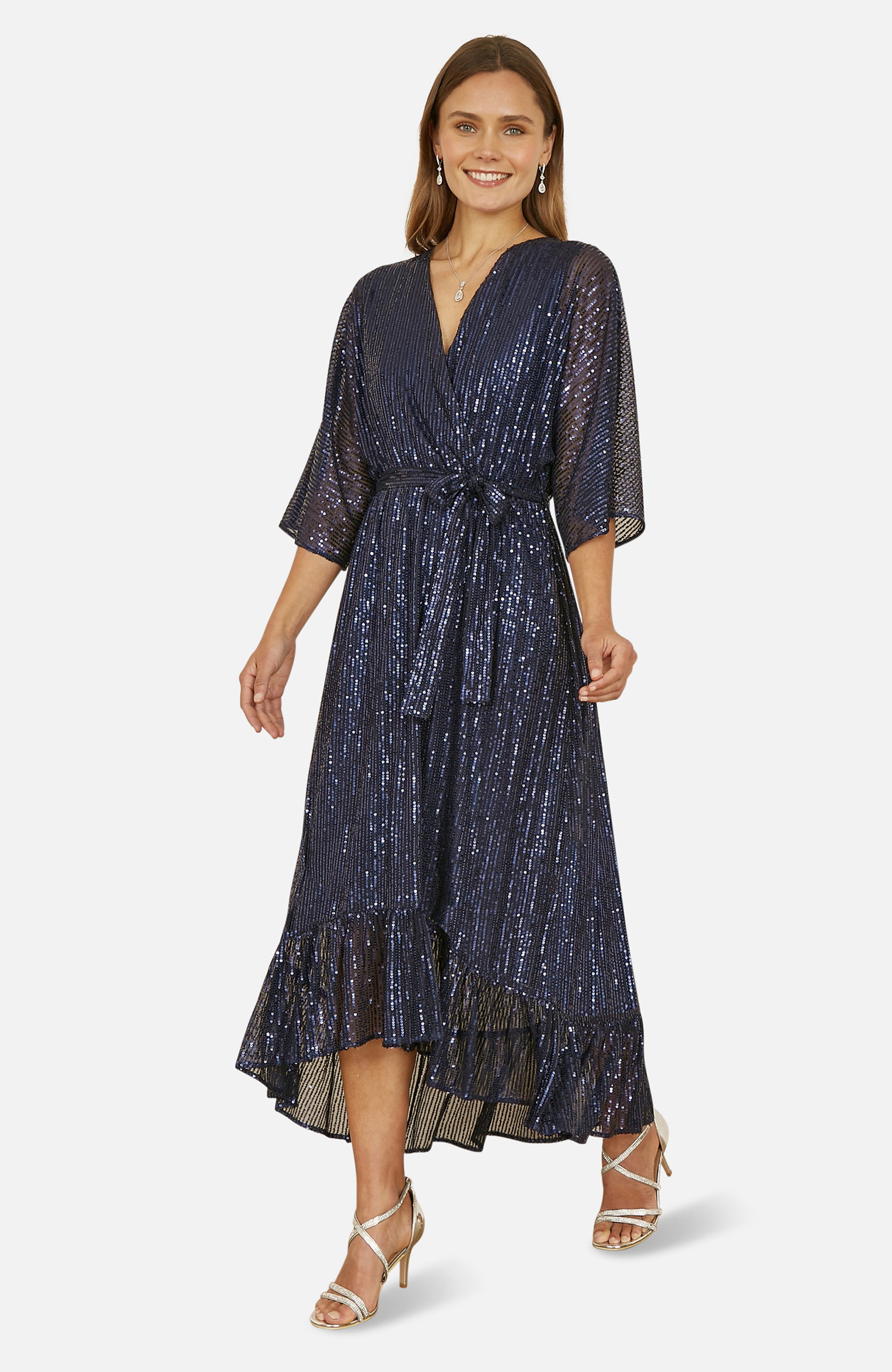 Sequin Midi Wrap Dress - image 5