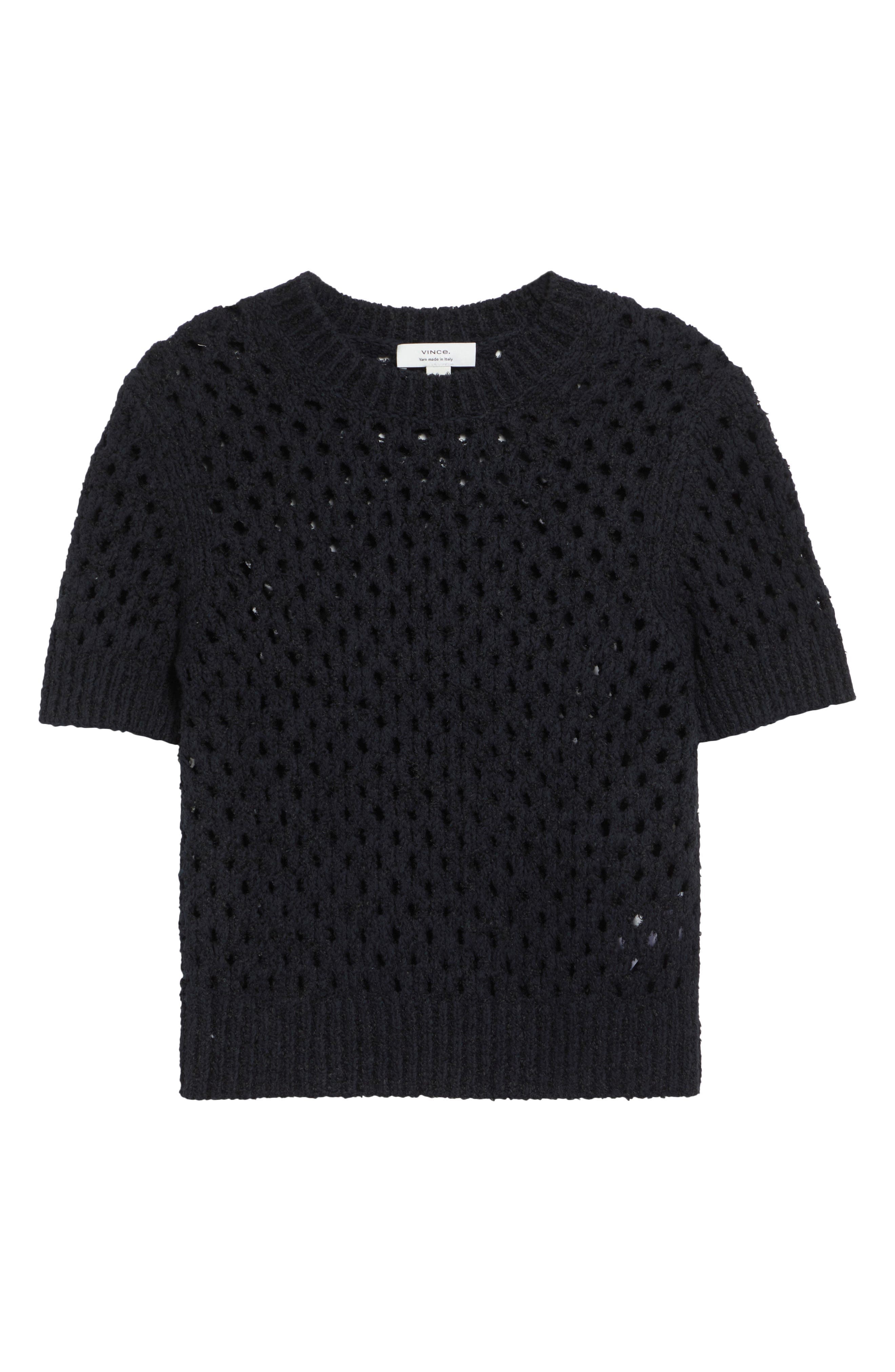 Boxy Honeycomb Knit Short Sleeve Sweater - image 1
