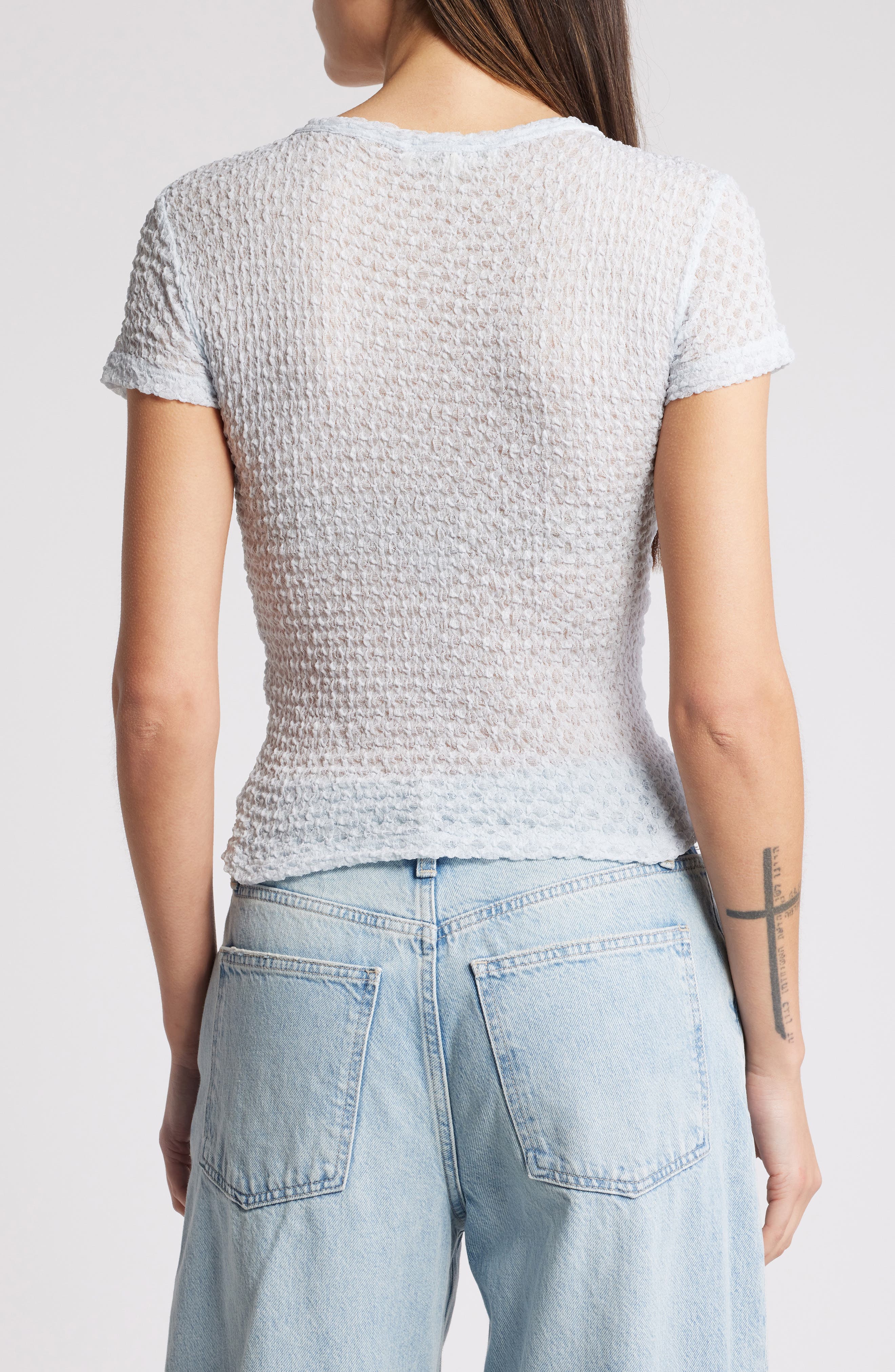 Textured Semisheer Mesh T-Shirt - image 4