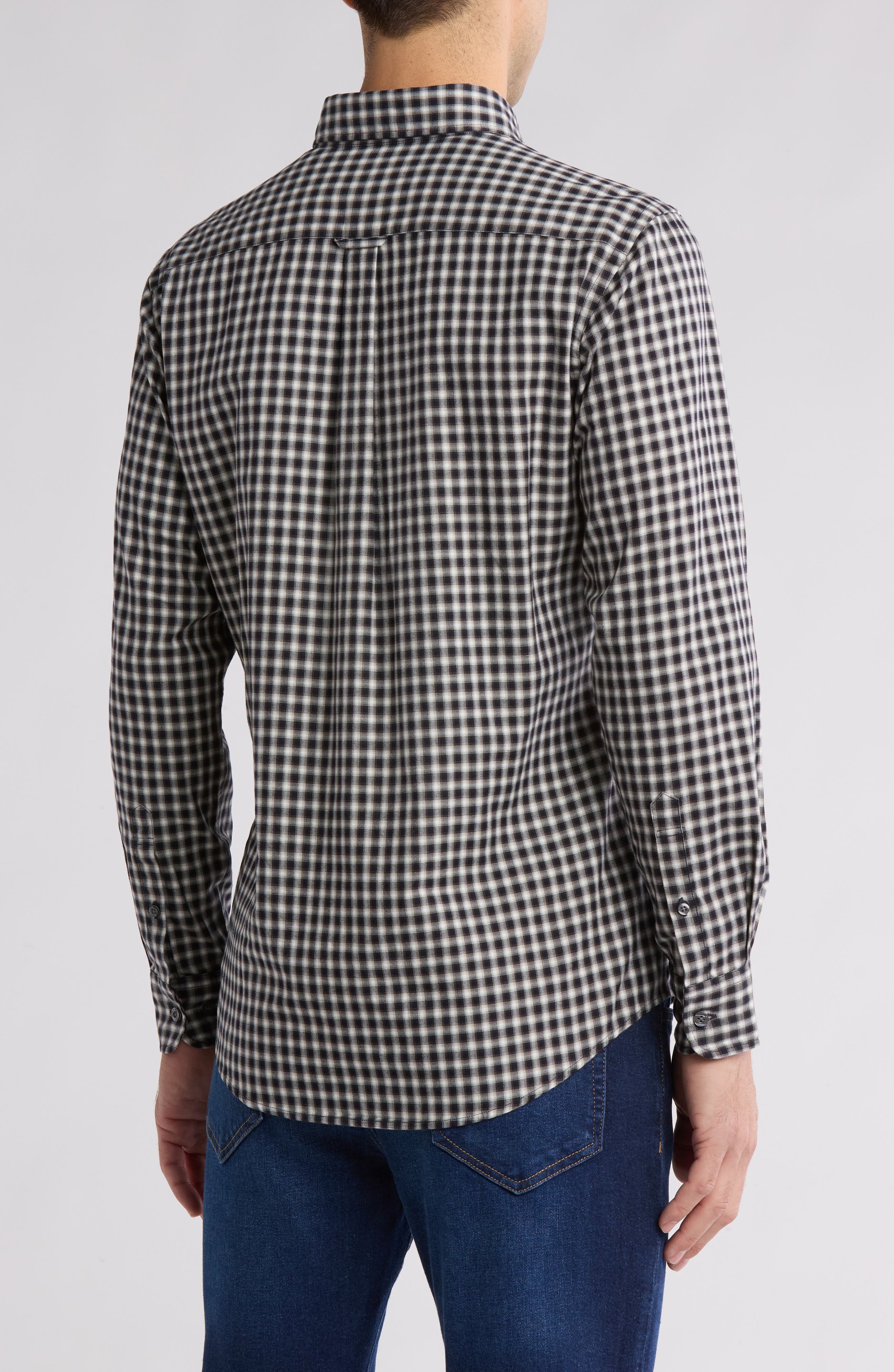 Signal Hill Grid Trim Fit Cotton Button-Up Shirt - image 2