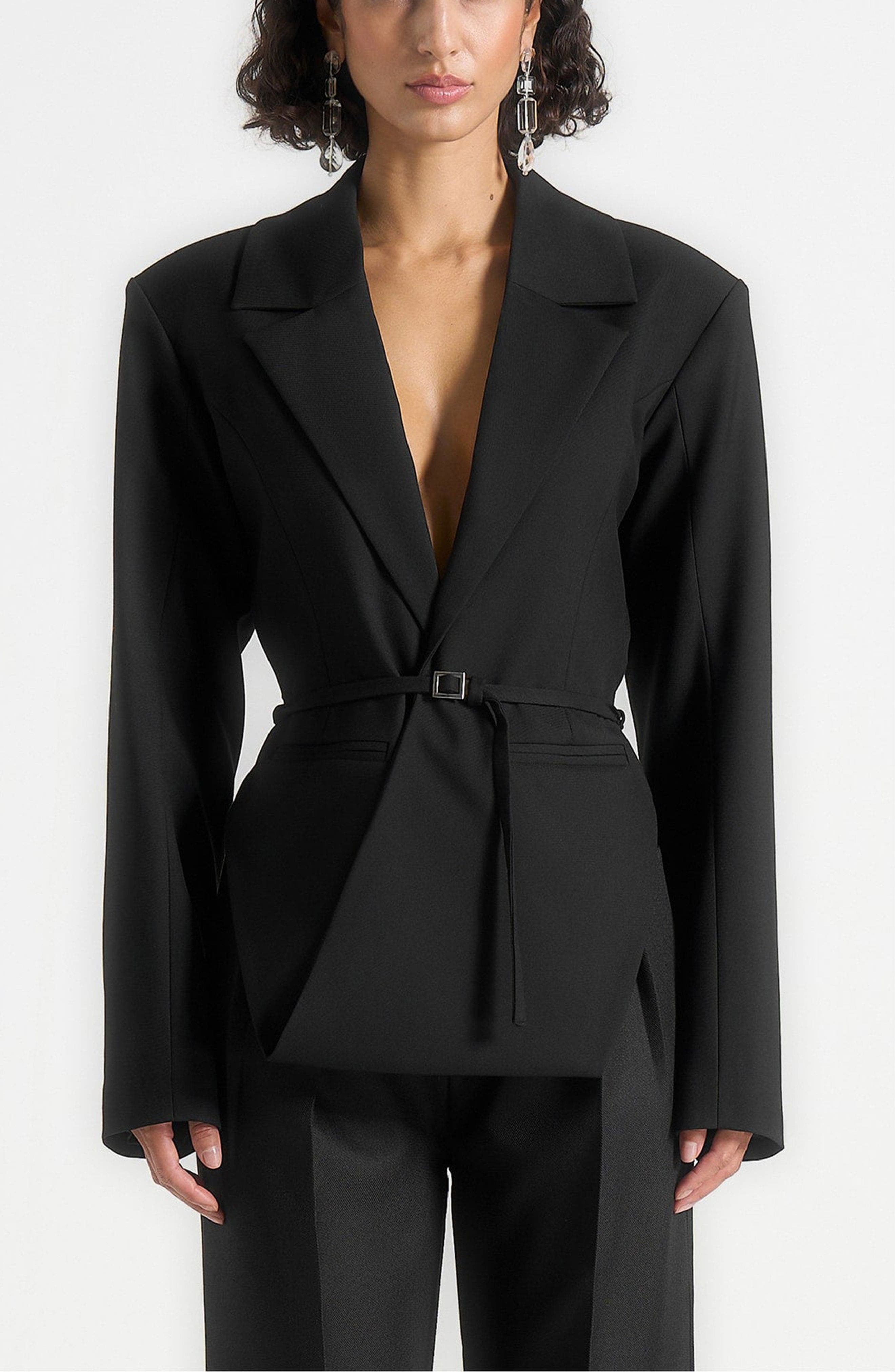 Yuna Plunge Tailored Blazer With Belt - image 1