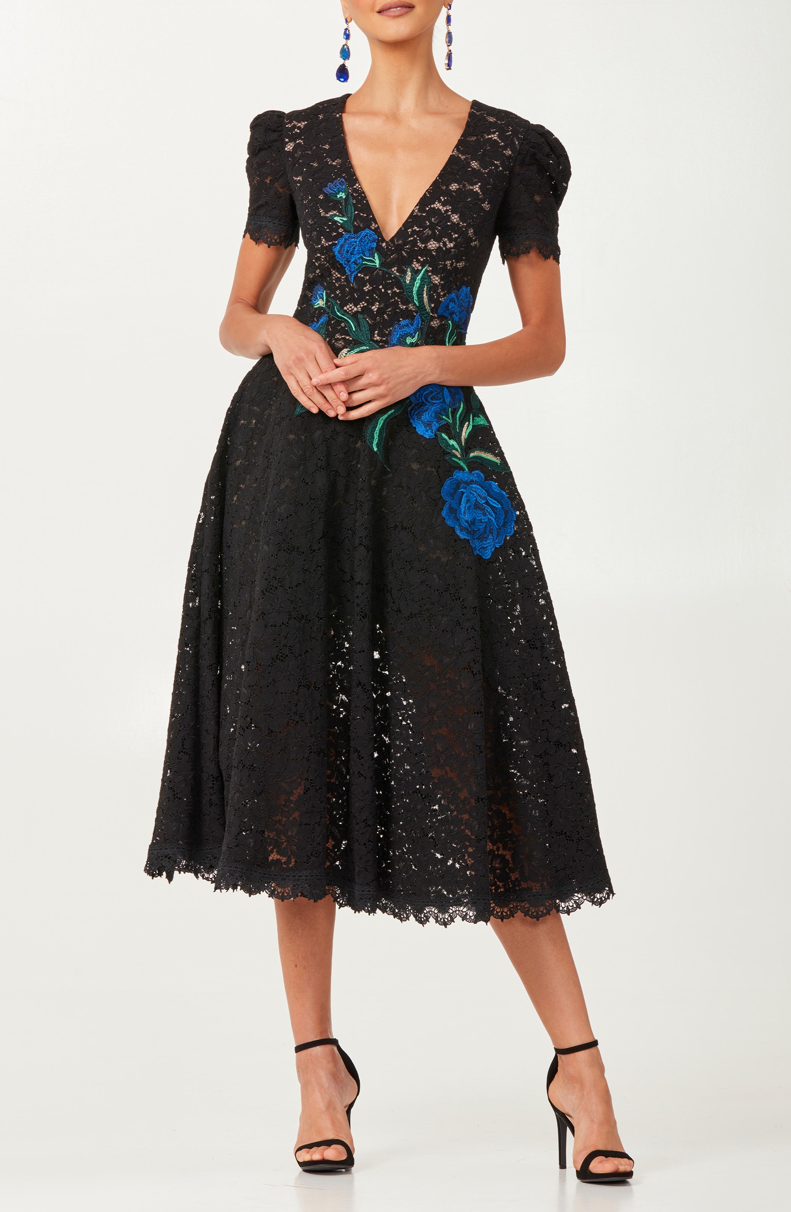 Amy Embroidered Lace Midi Dress - image 1