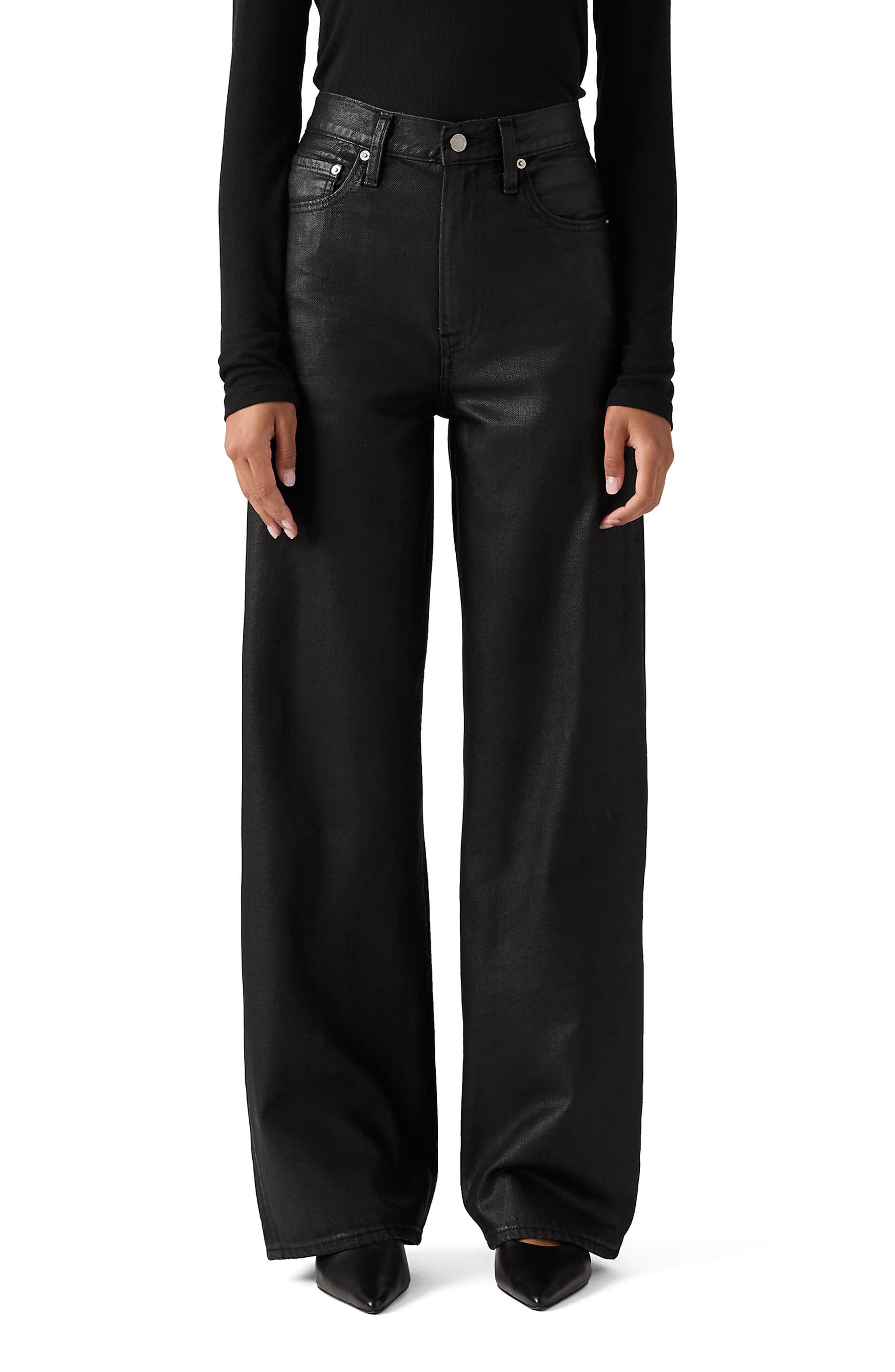 Ribcage Coated High Waist Wide Leg Jeans - image 1