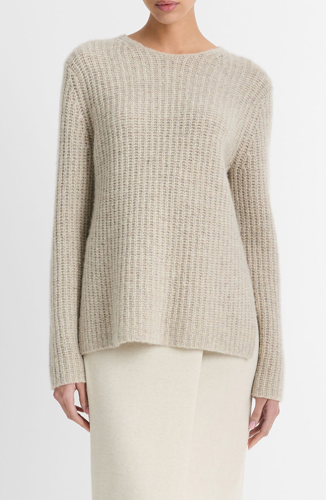 Donegal Tweed Cashmere Rib Tunic Sweater - image 1
