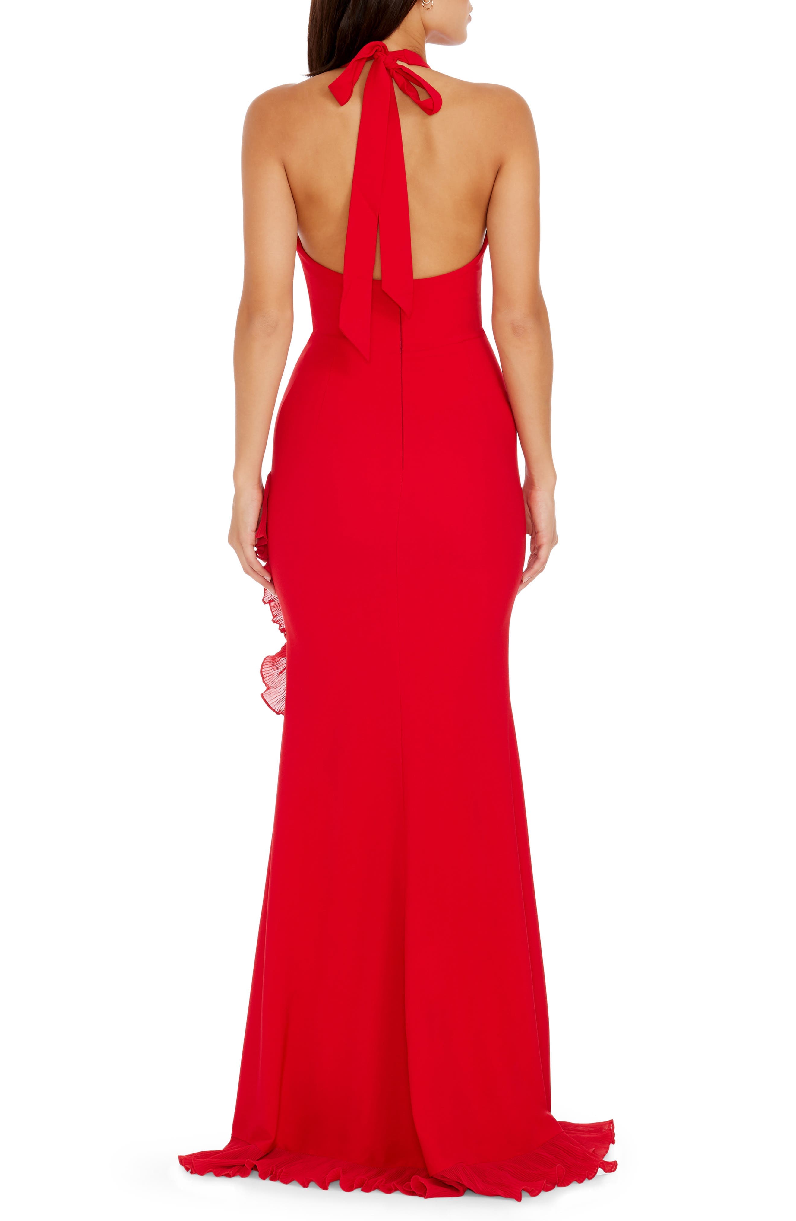 Kathleen Ruffle Halter Gown with Train - image 2