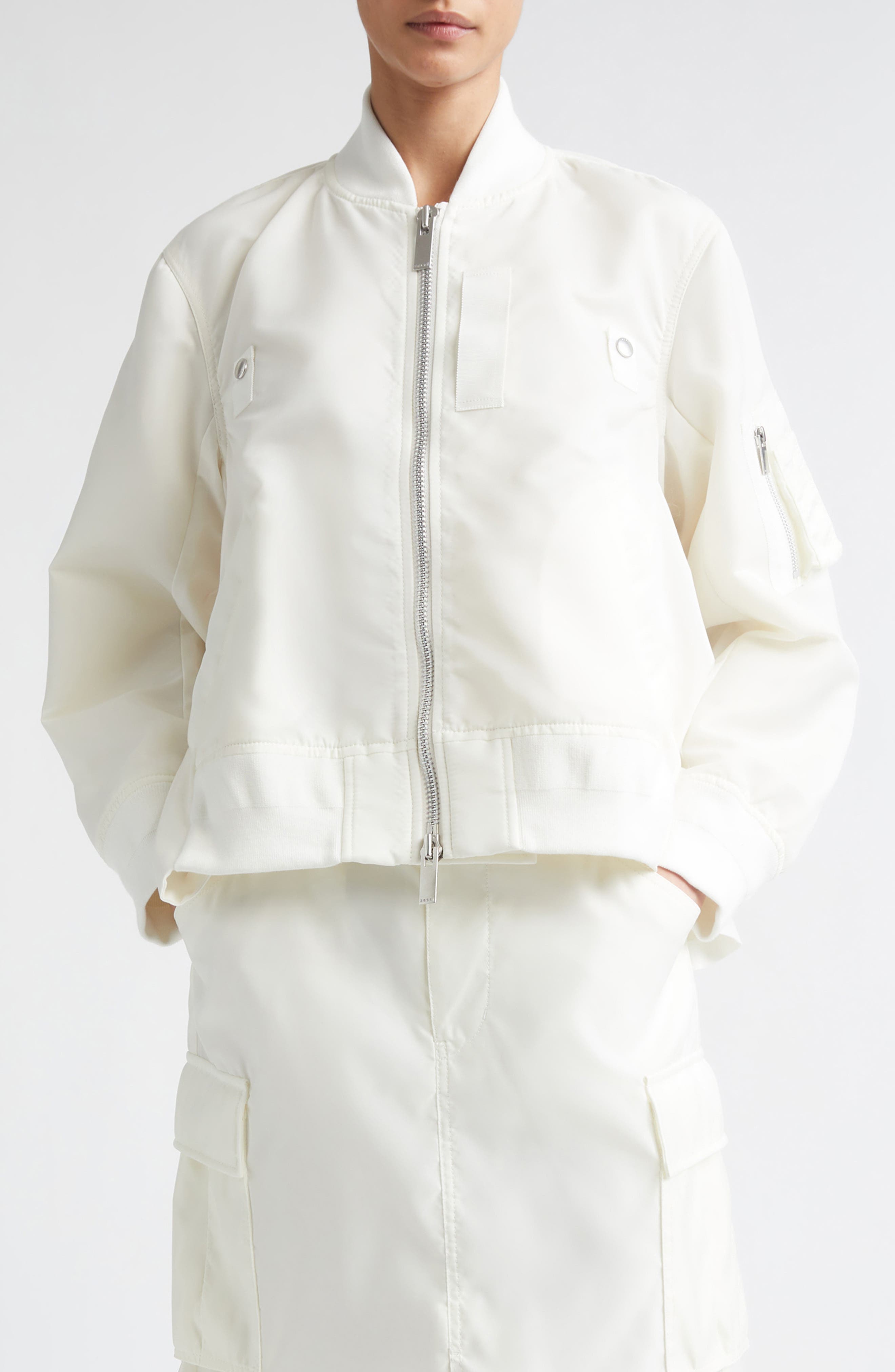 Mixed Media Nylon Twill & Wool Bomber Jacket - image 3