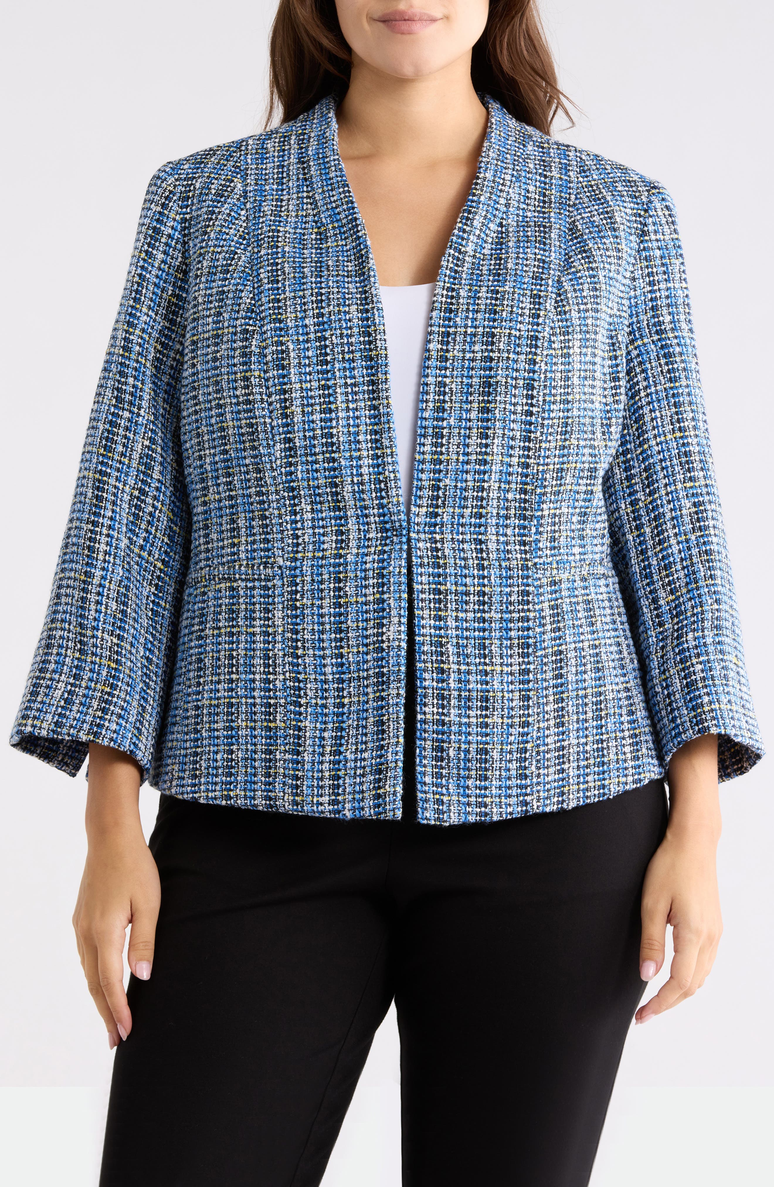 Collarless Tweed Blazer - image 1