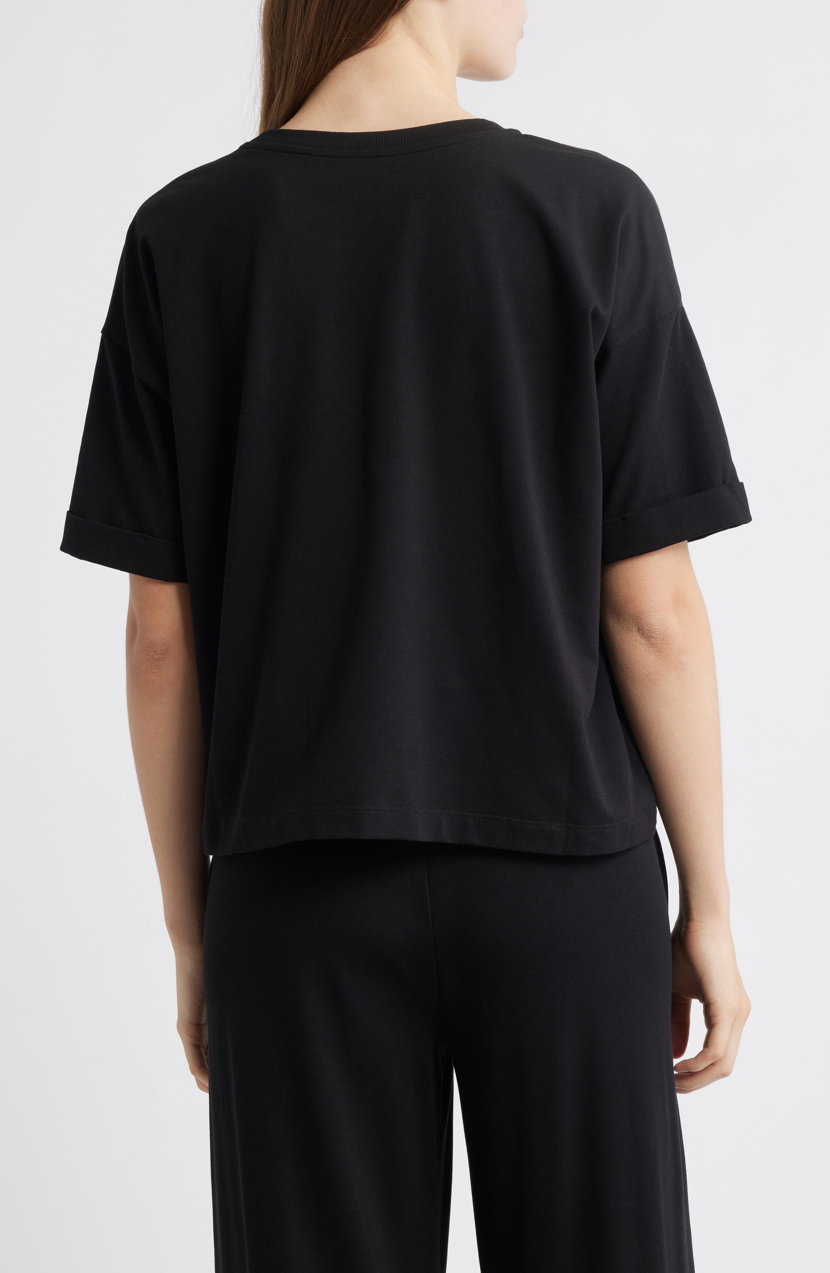 Cuffed Sleeve Cotton Crewneck T-Shirt - image 2