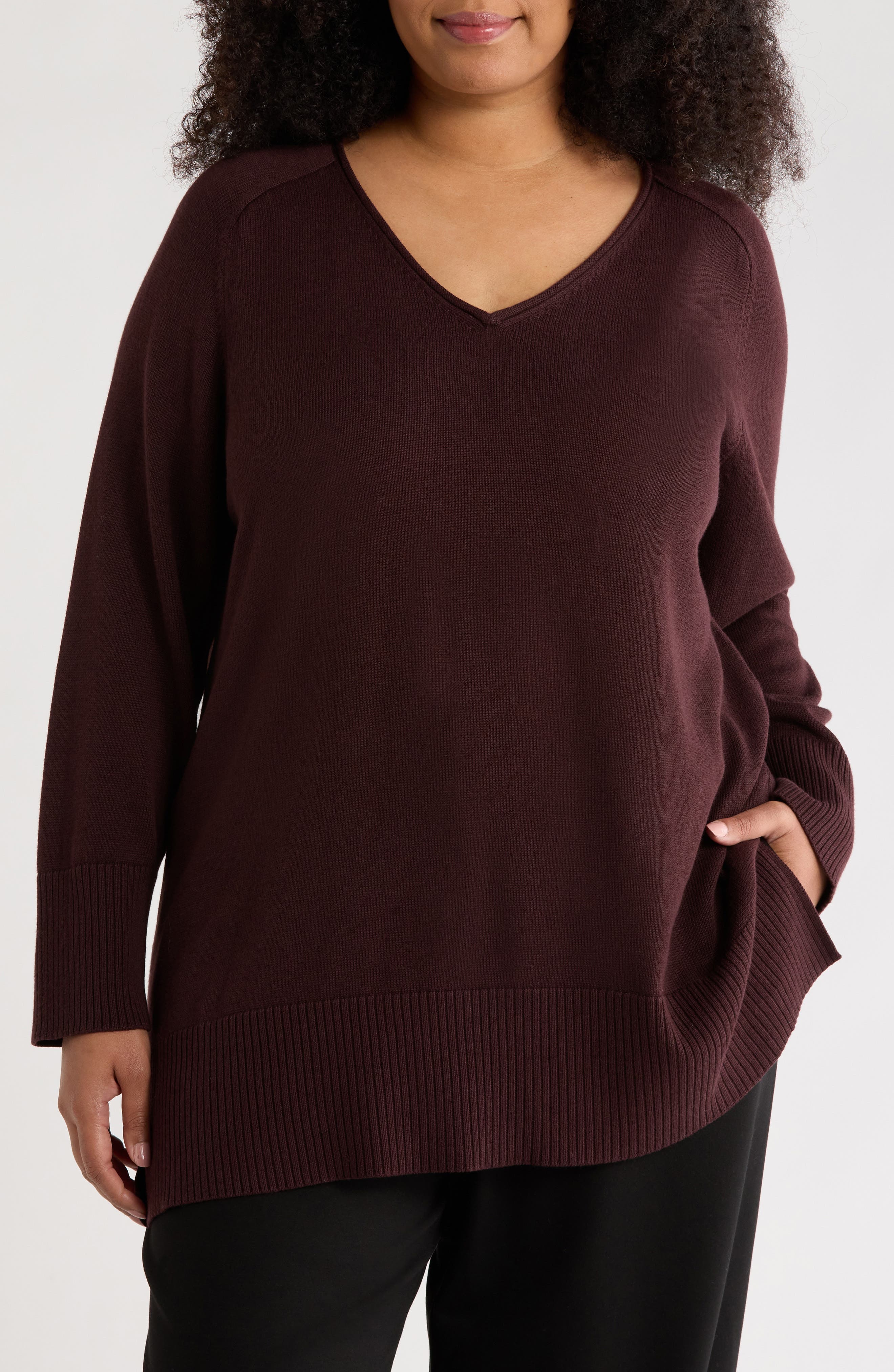 V-Neck Organic Cotton Blend Sweater - image 1