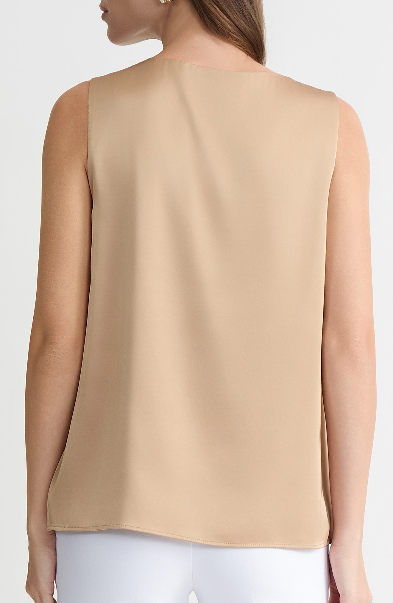 Box Pleat Sleeveless Matte Satin Top - image 4