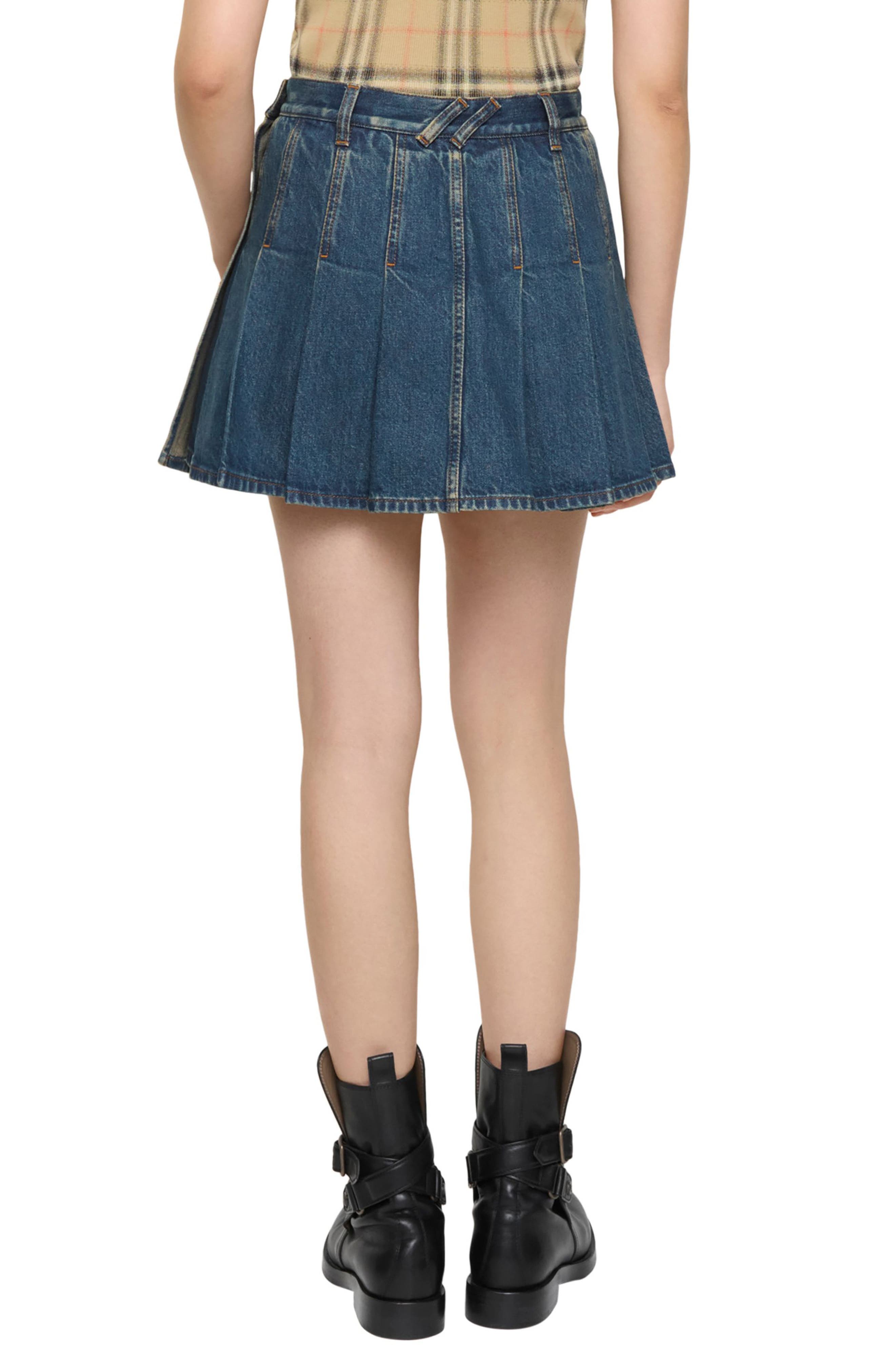 Dahlia Pleated Denim Miniskirt - image 2