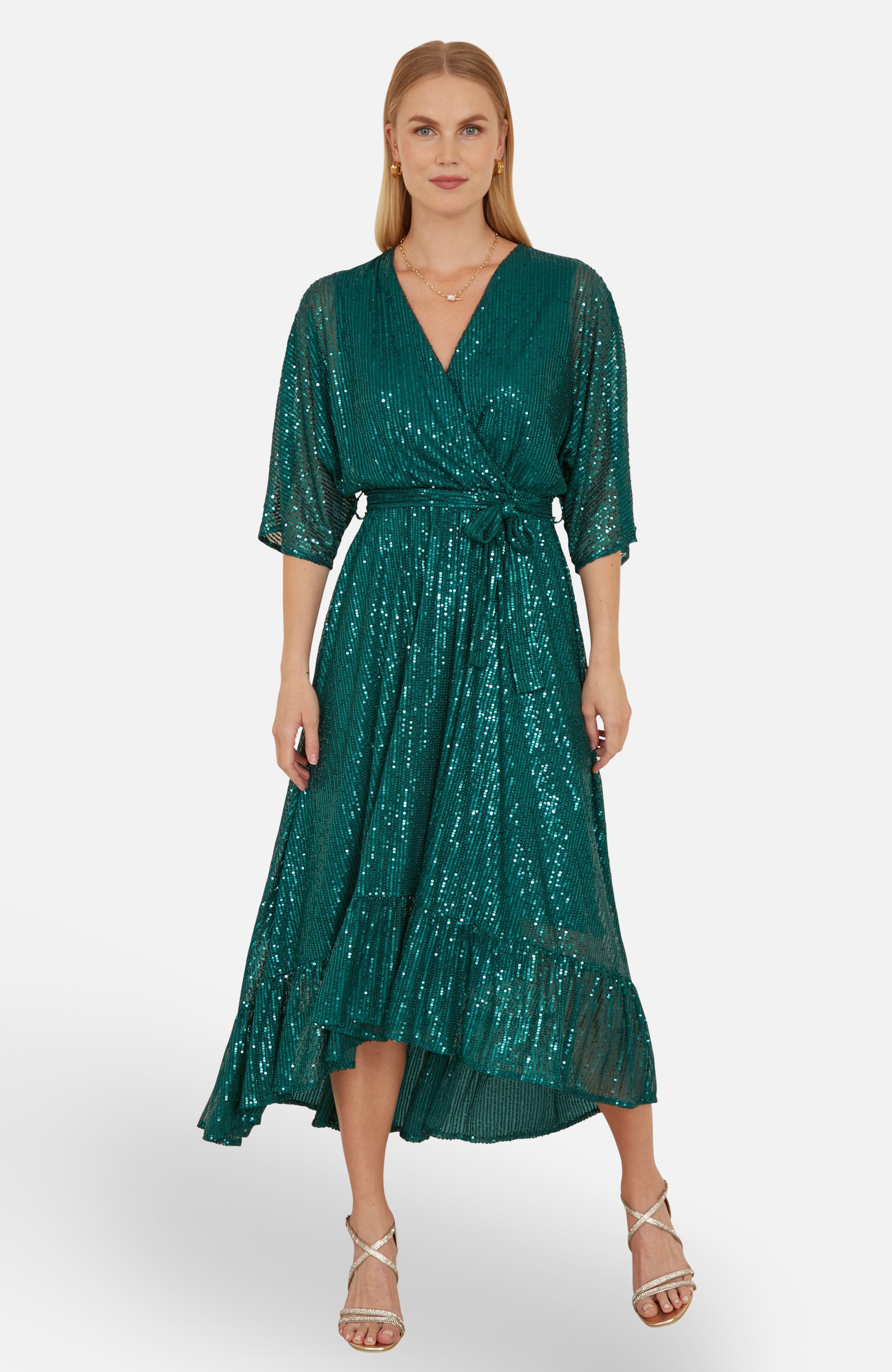 Sequin Midi Wrap Dress - image 3