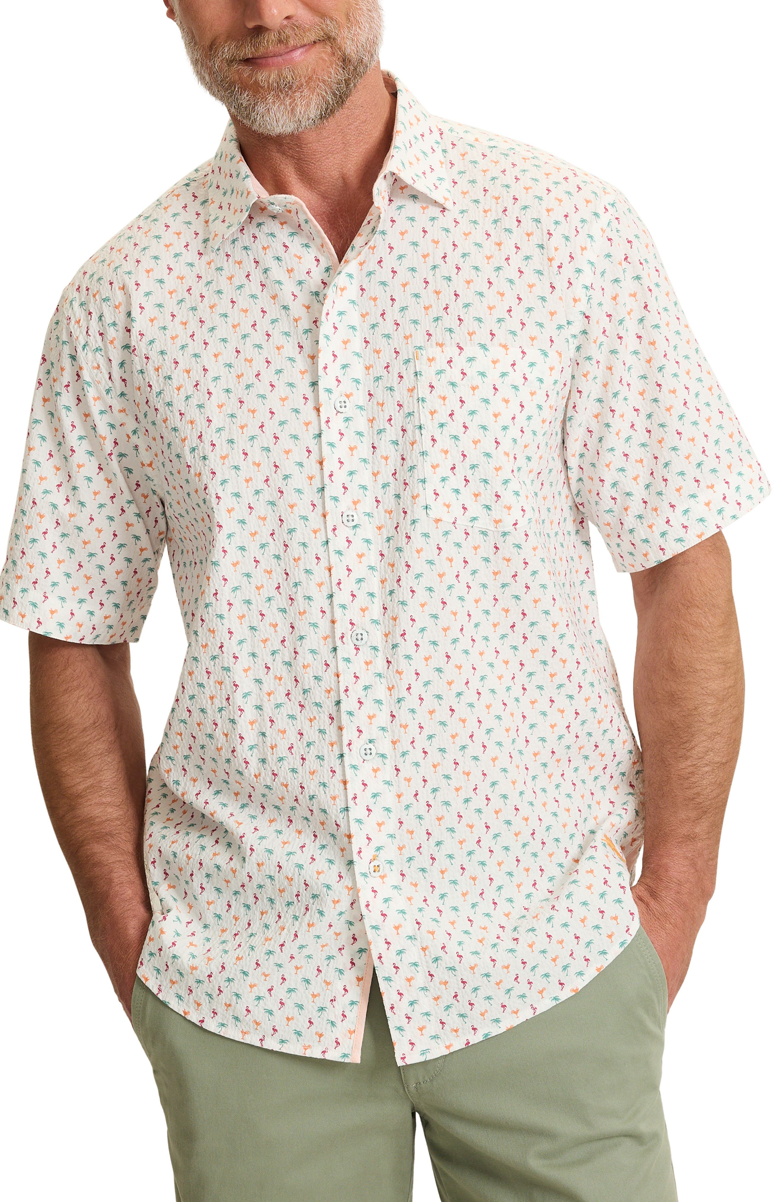 Nova Wave Flock It to You Short Sleeve Seersucker Button-Up Shirt - image 1