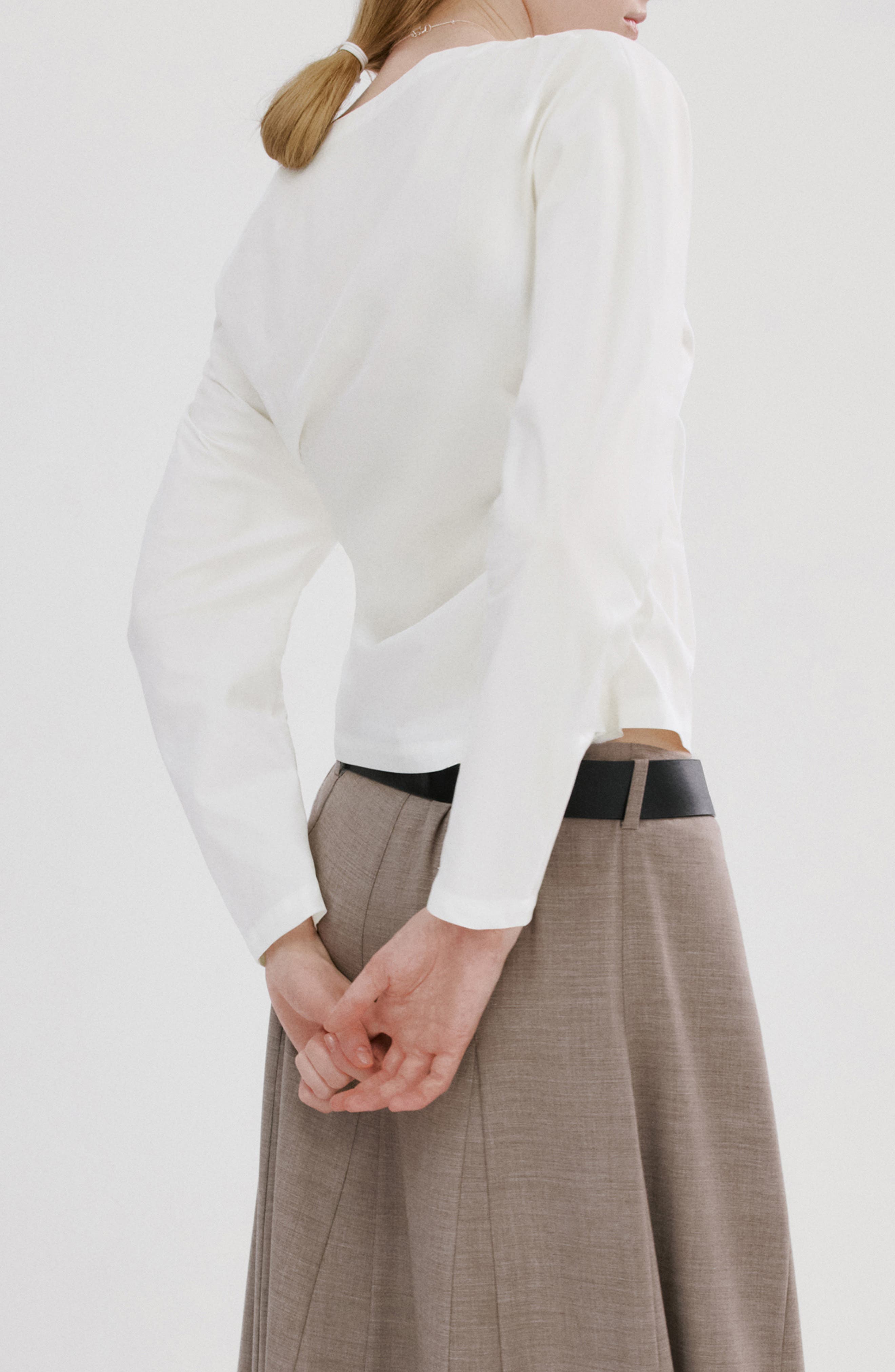 Asymmetric Long Sleeve Woven Shirt - image 2