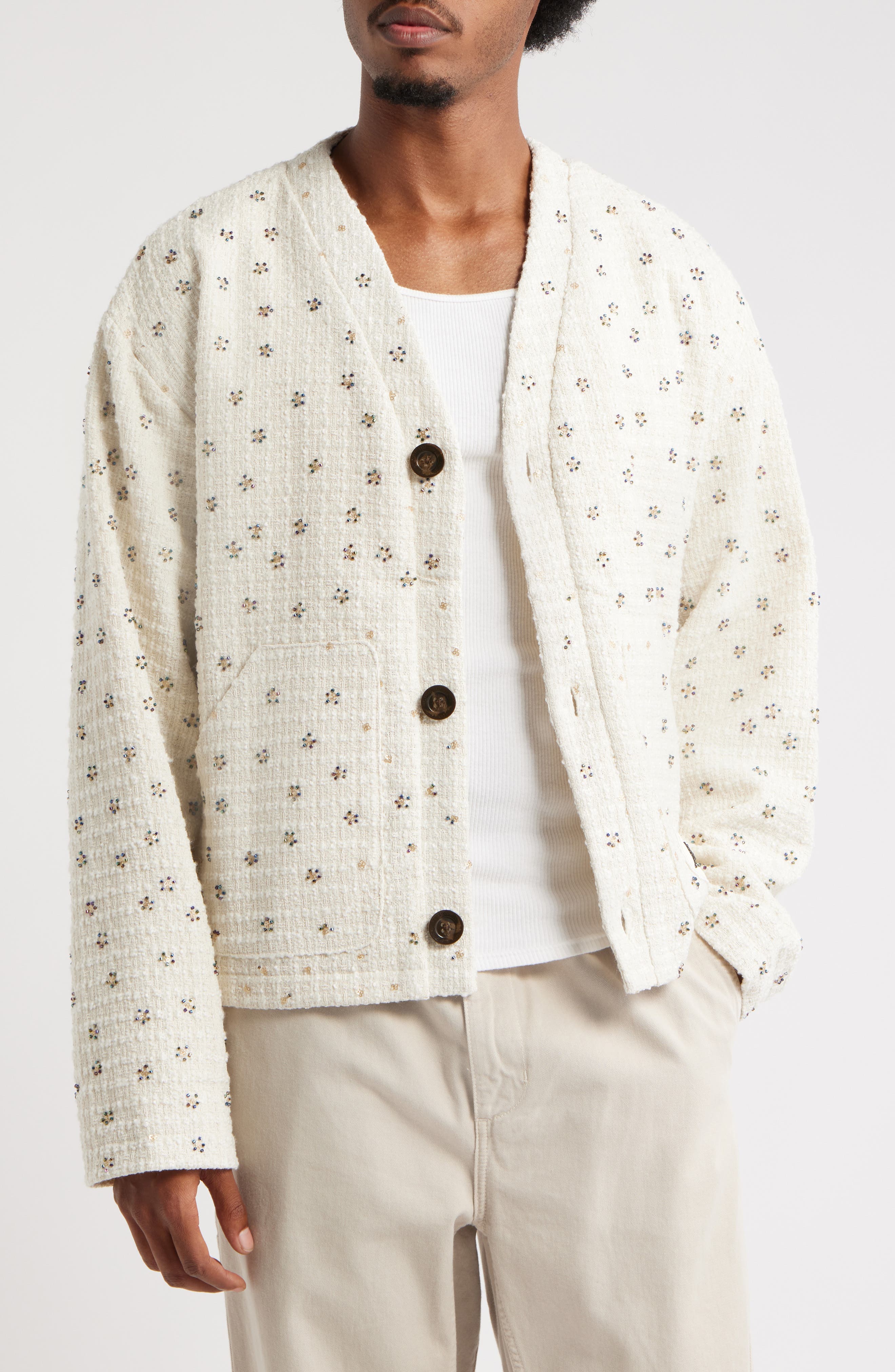 Oversize Beaded Cardigan - image 1