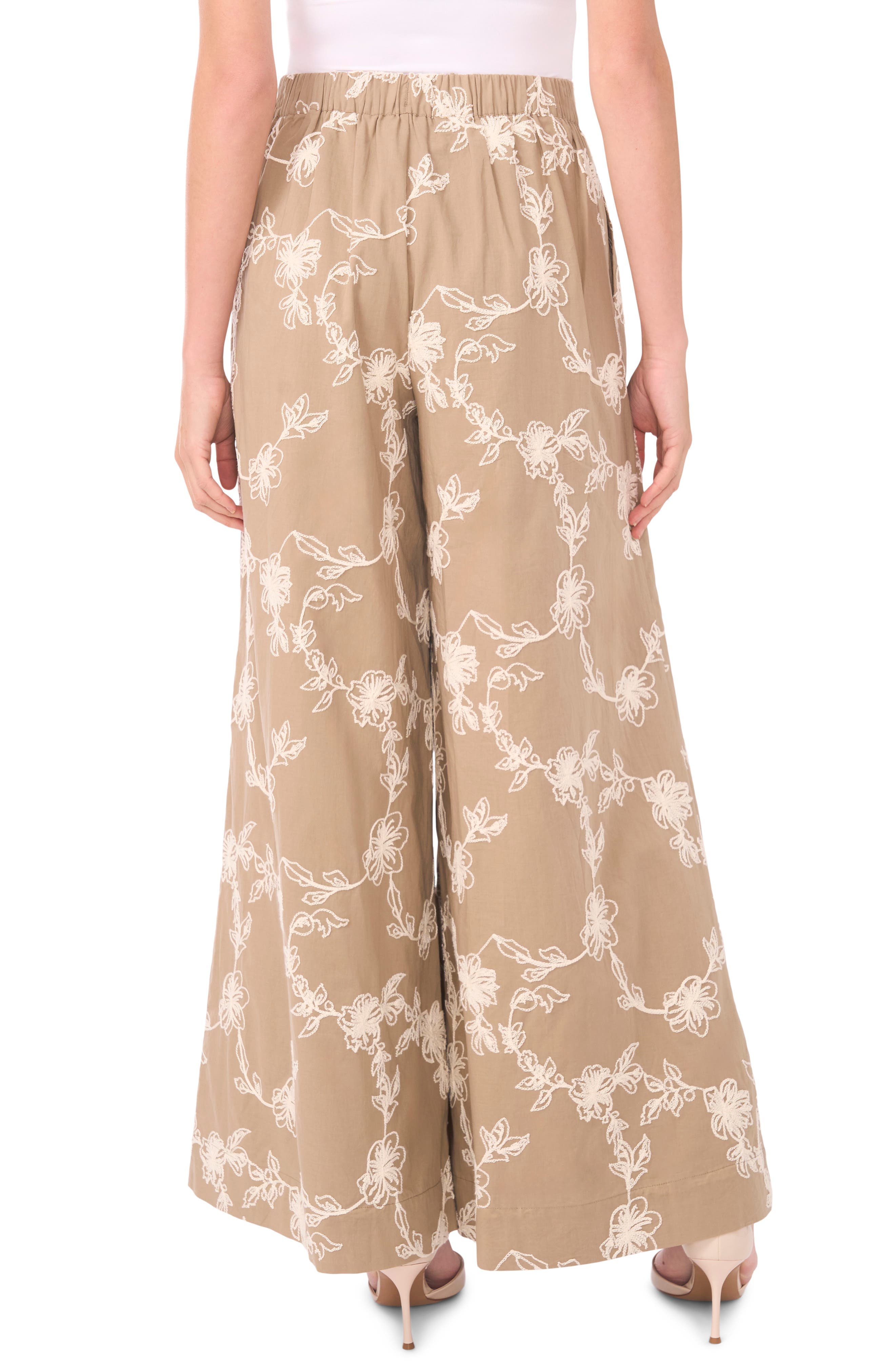Floral Elastic Waist Wide Leg Pants - image 2