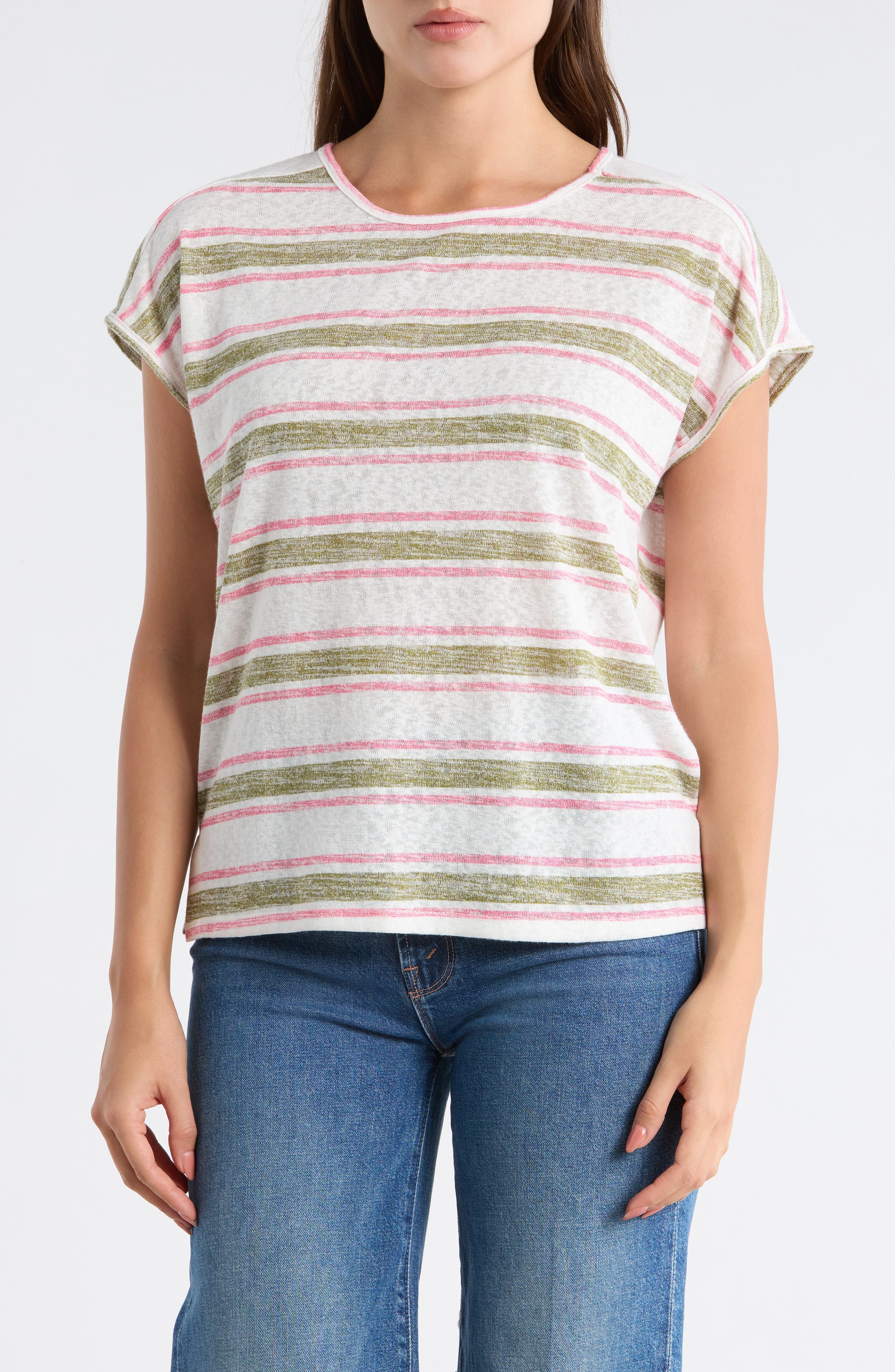 Caty Relaxed Stripe Slubbed T-Shirt - image 1
