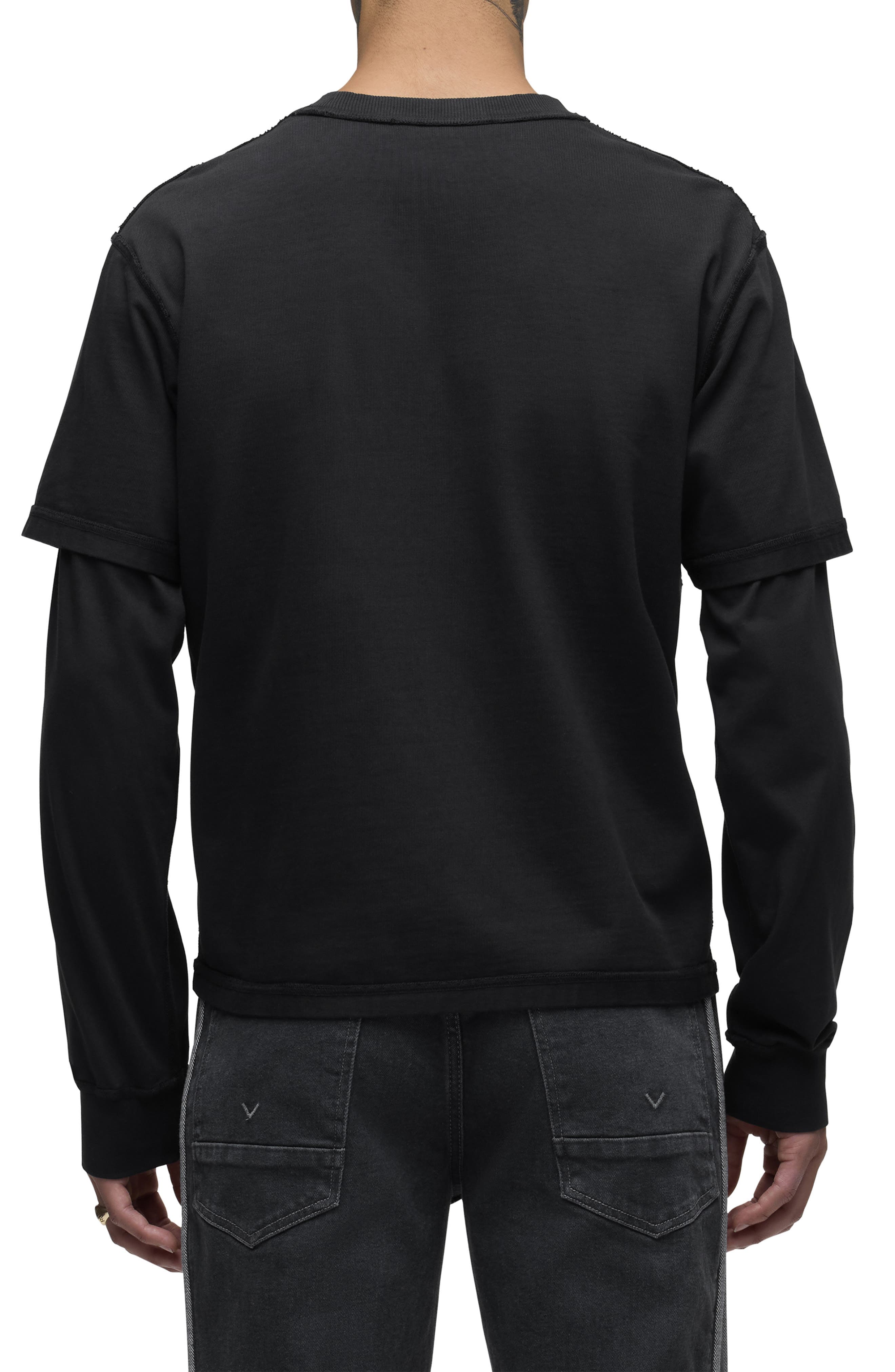 Hybrid Layered Long Sleeve Cotton T-Shirt - image 2