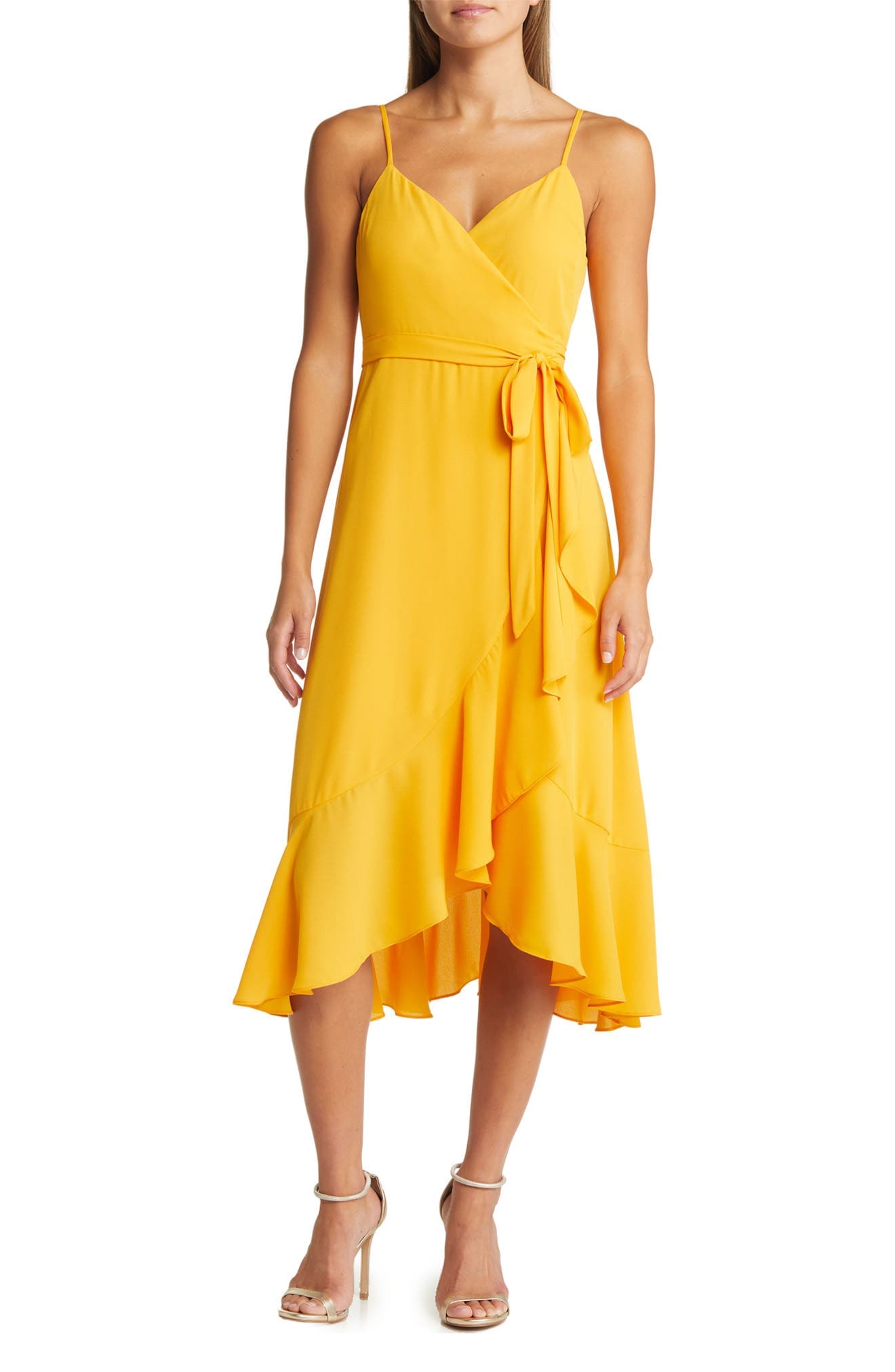 Manhattan Moment Ruffle Midi Wrap Dress - image 1