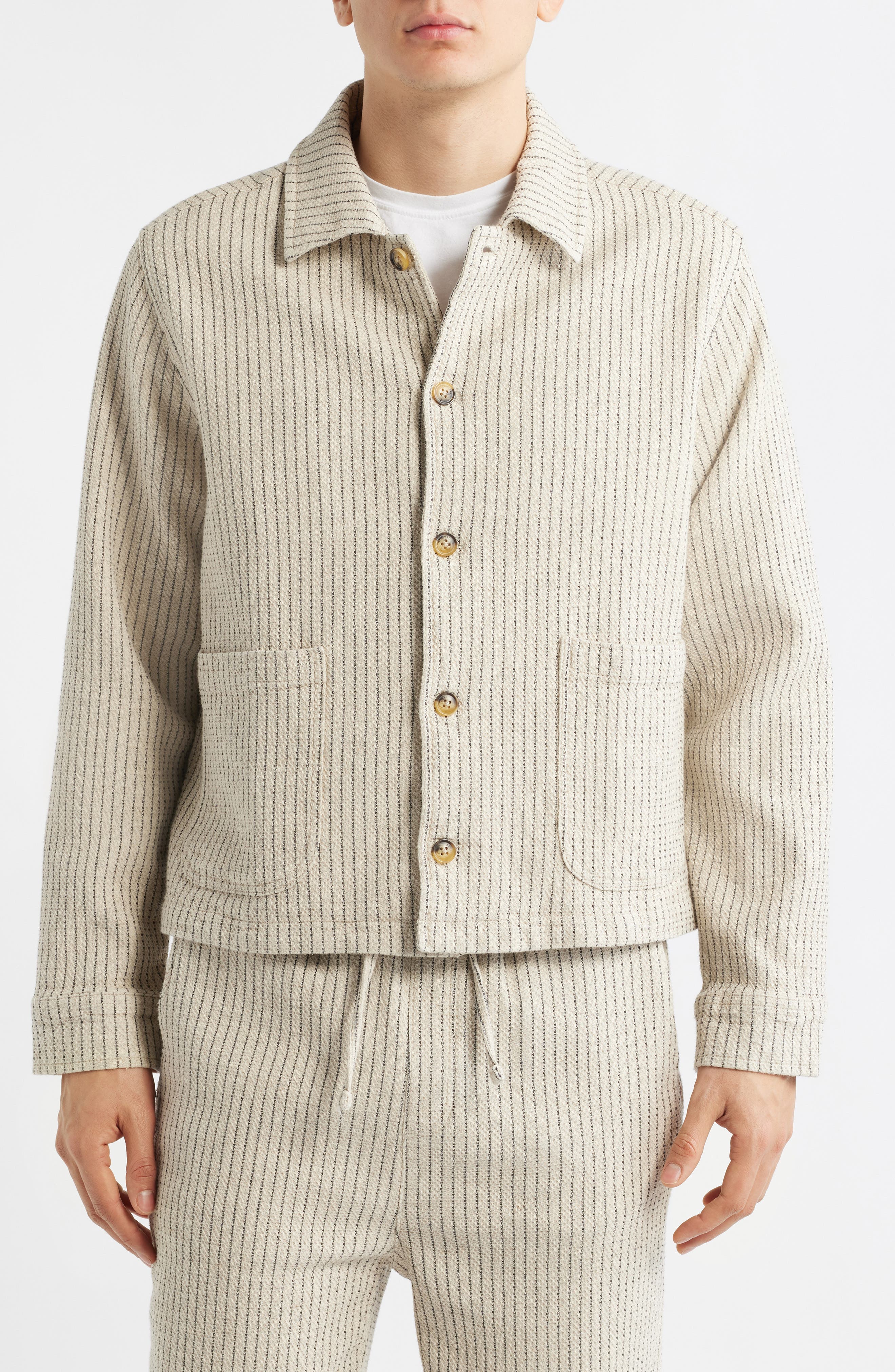 Sorrento Pinstripe Cotton & Linen Button-Up Overshirt - image 4