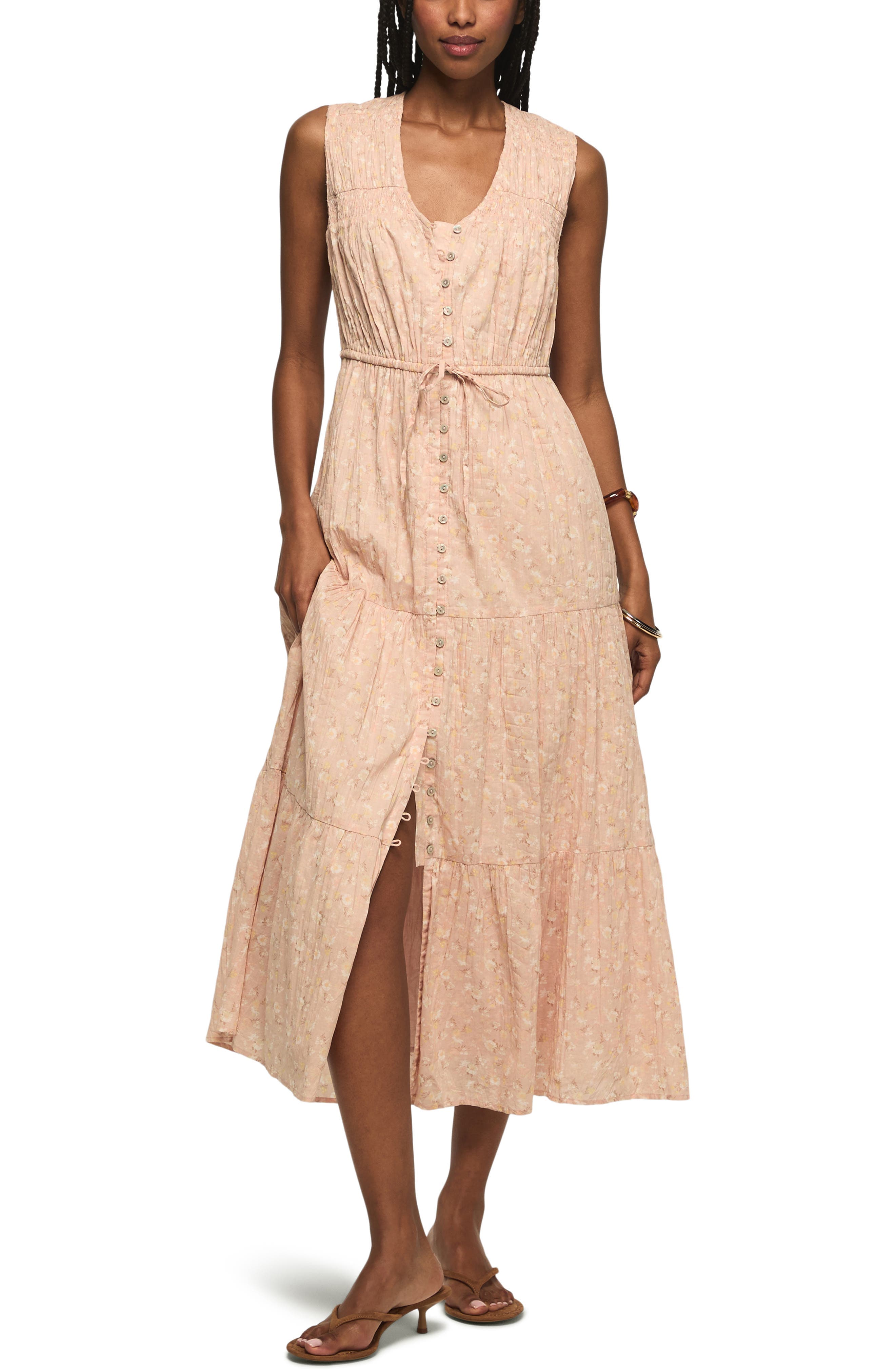 Floral Print Tiered Midi Dress - image 1