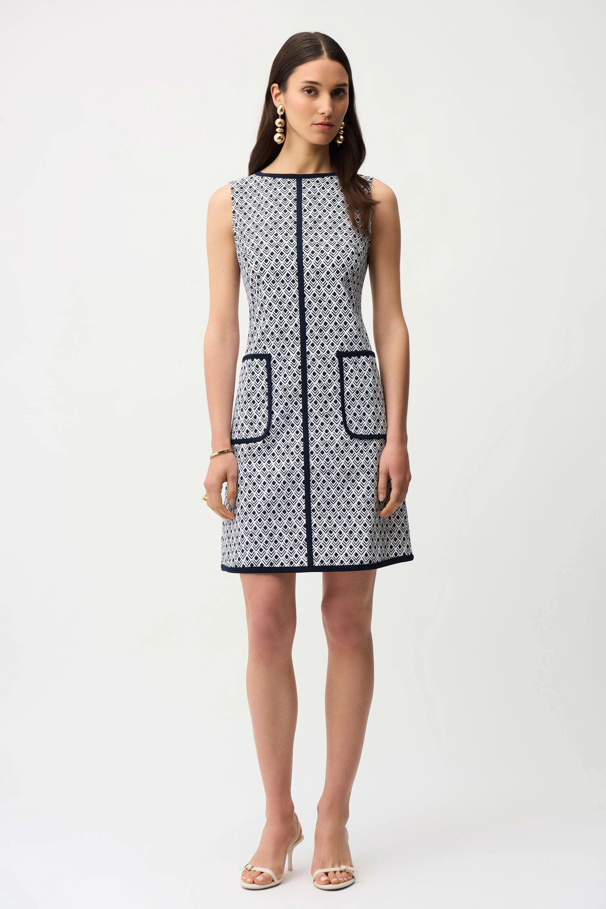 Millennium Geometric Print A-Line Dress With Contrast Trim - image 1