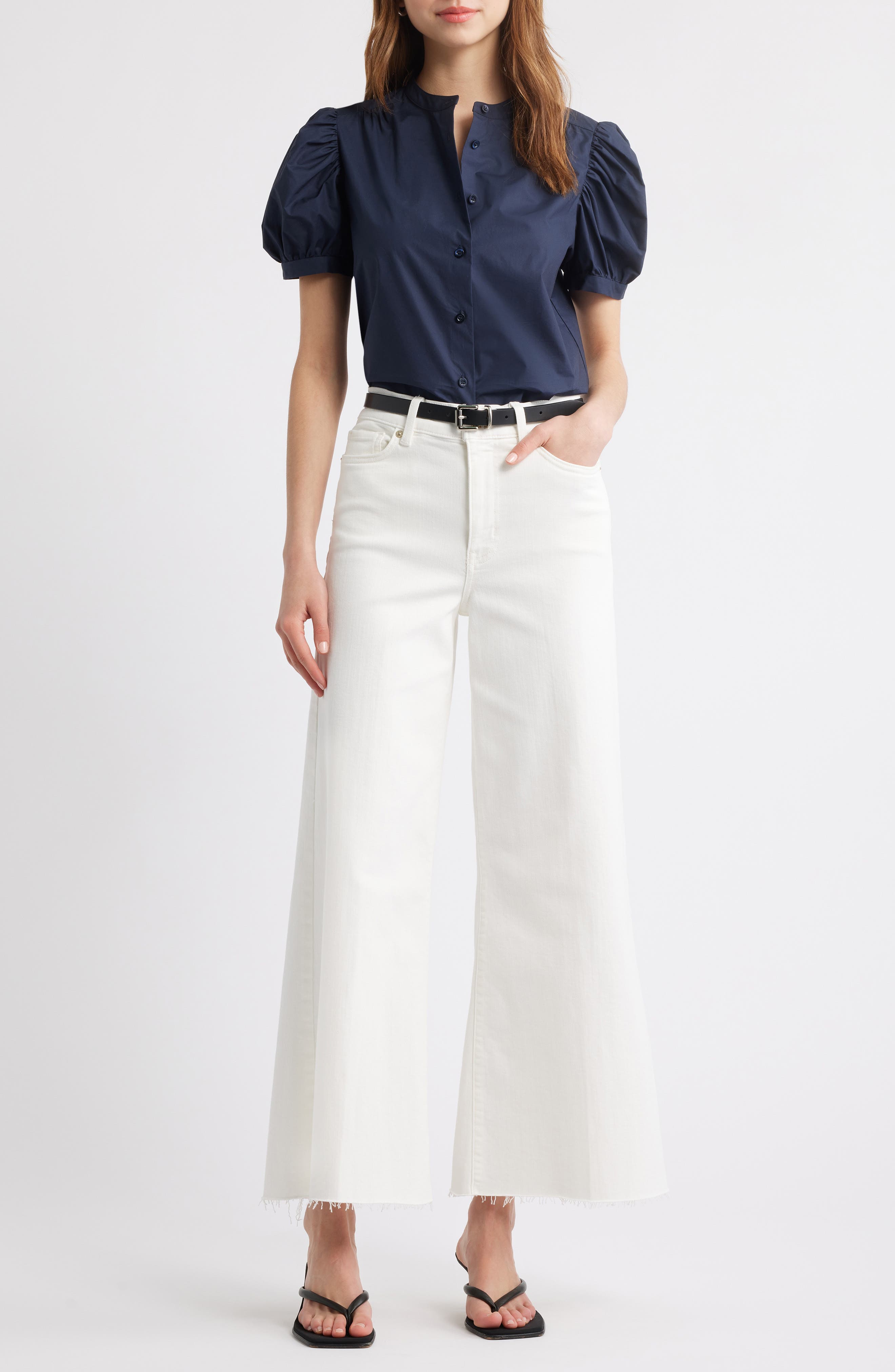 Le Palazzo Raw Hem Crop Wide Leg Jeans - image 2