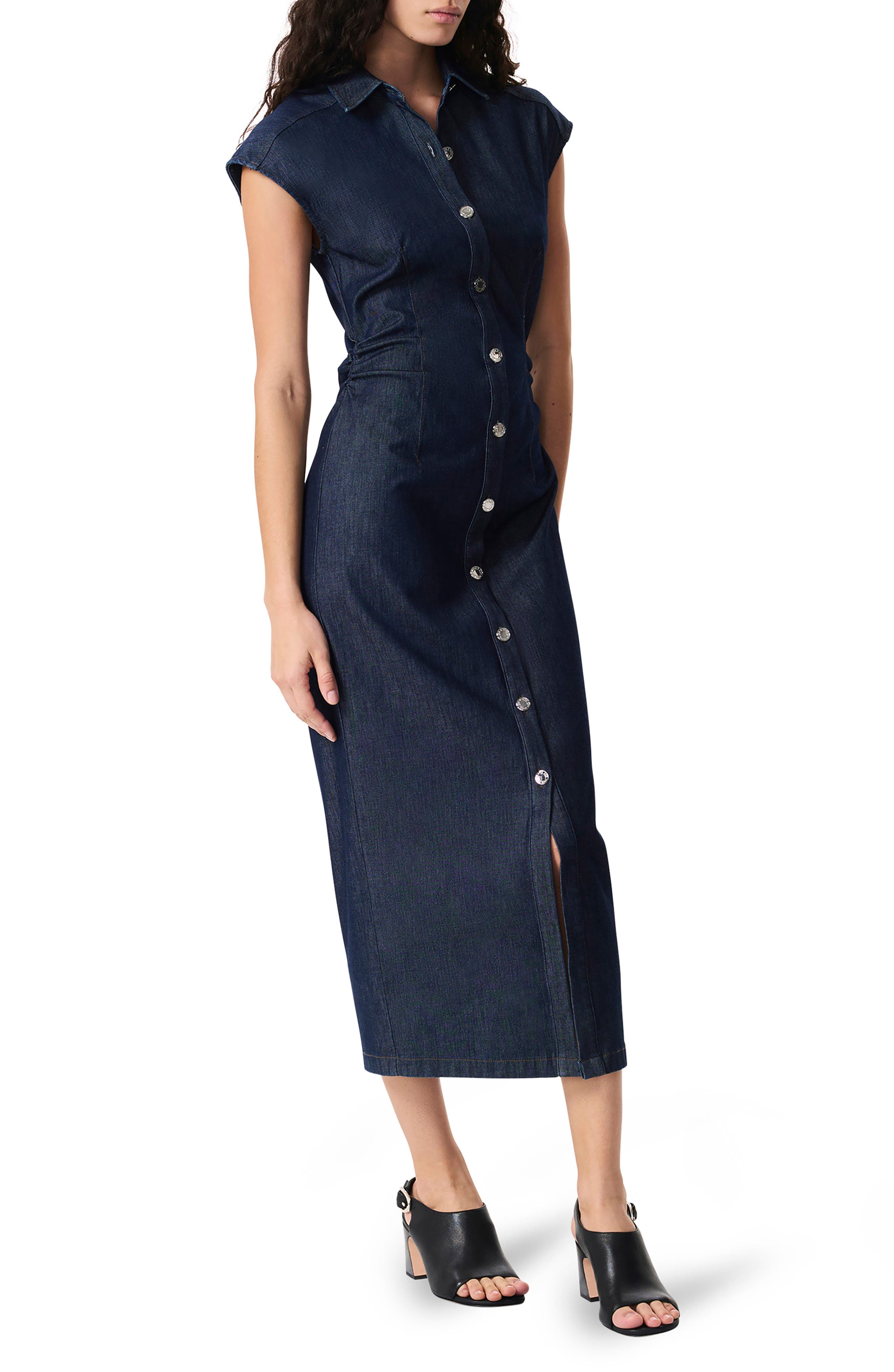 Airflex Leah Cotton Blend Denim Shirtdress - image 1