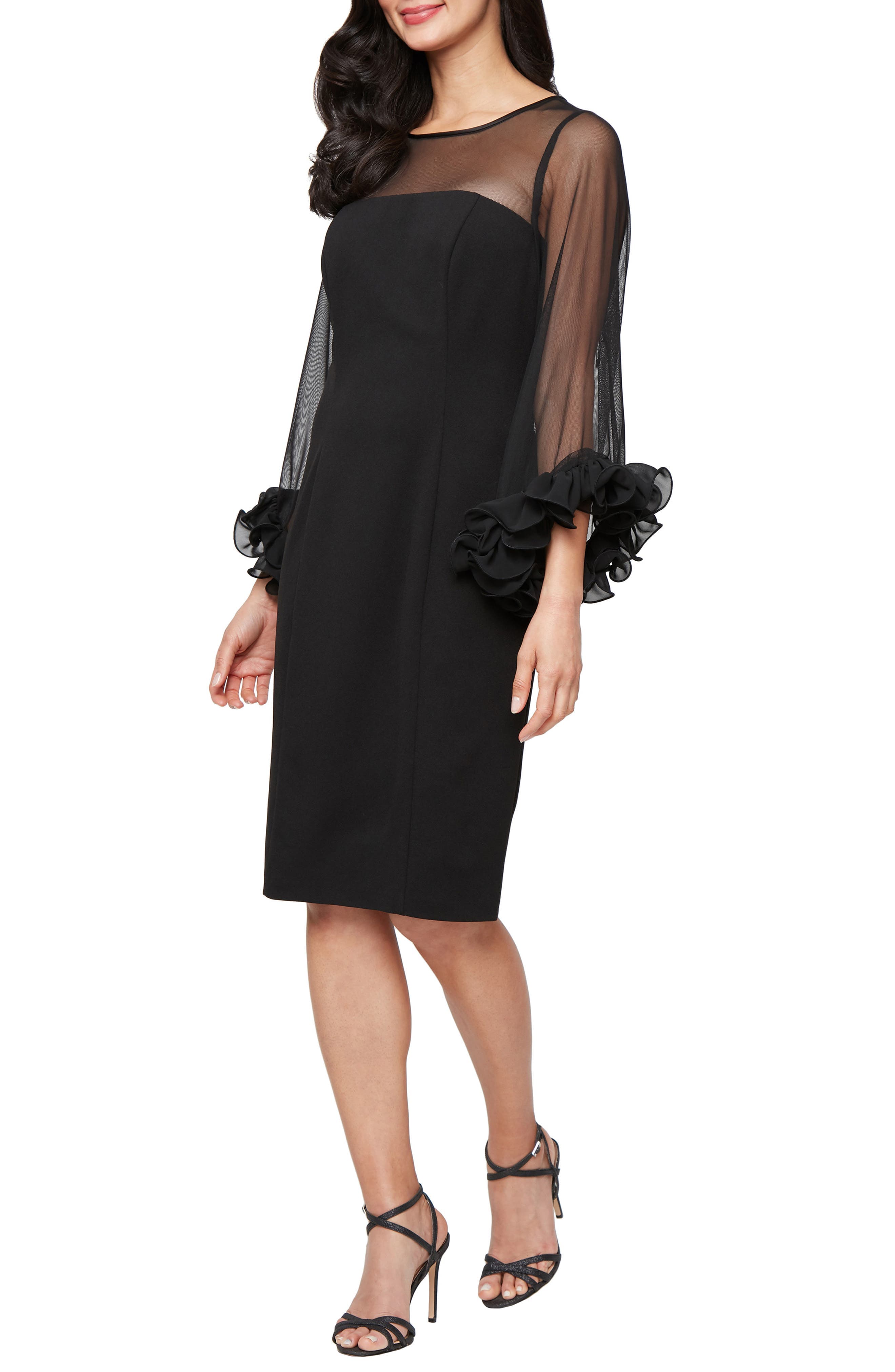 Long Sleeve Crepe Cocktail Dress - image 1