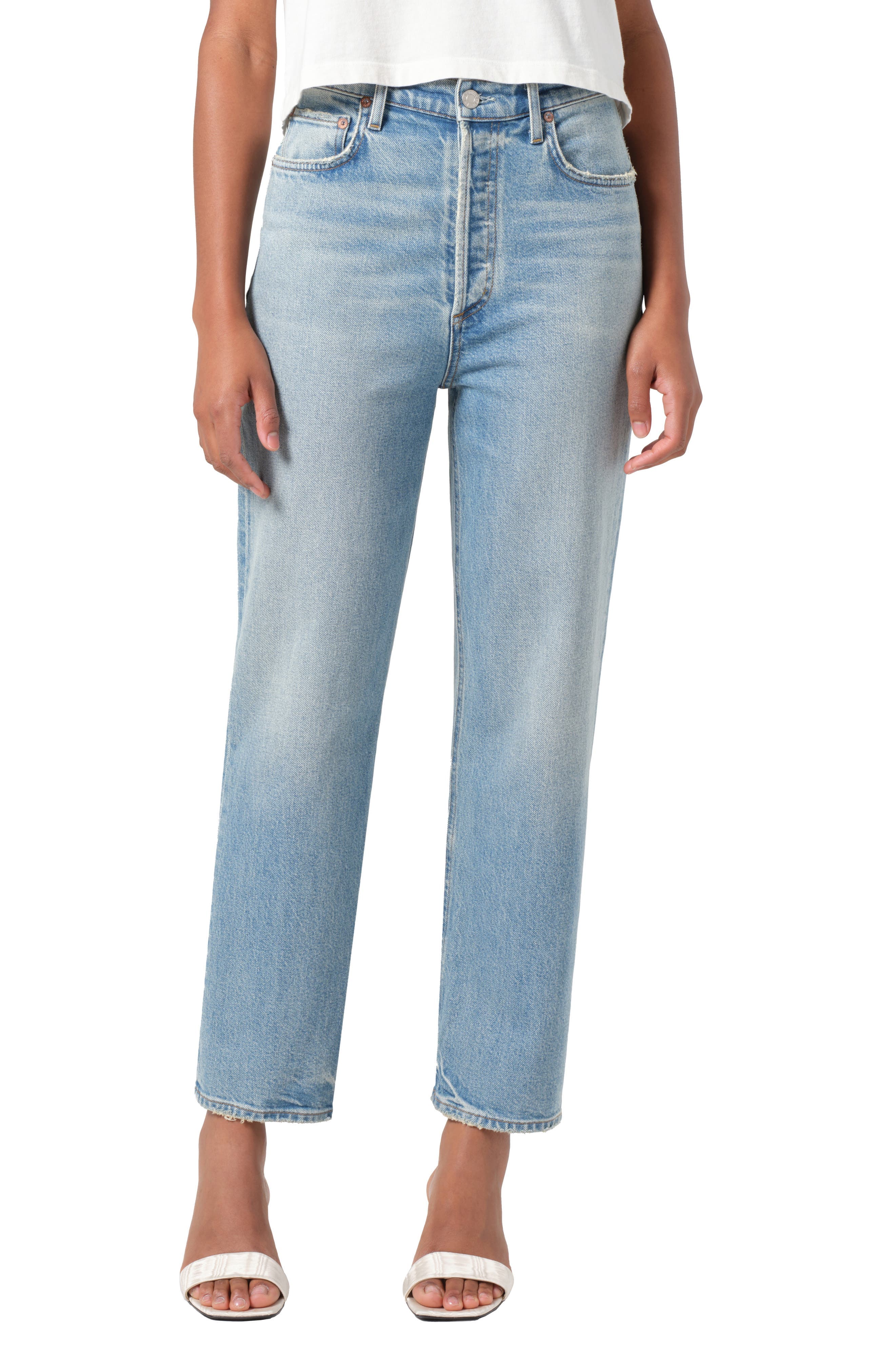 '90s Pinch Waist High Waist Crop Straight Leg Jeans - image 1